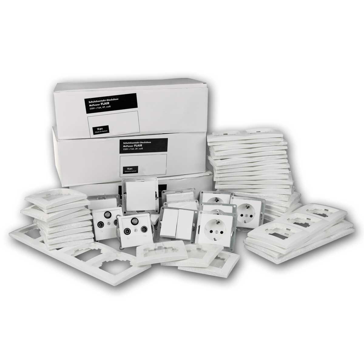 McPower FLAIR Set "Einfamilienhaus" 95-teilig weiß Schraub Unterputzschalter