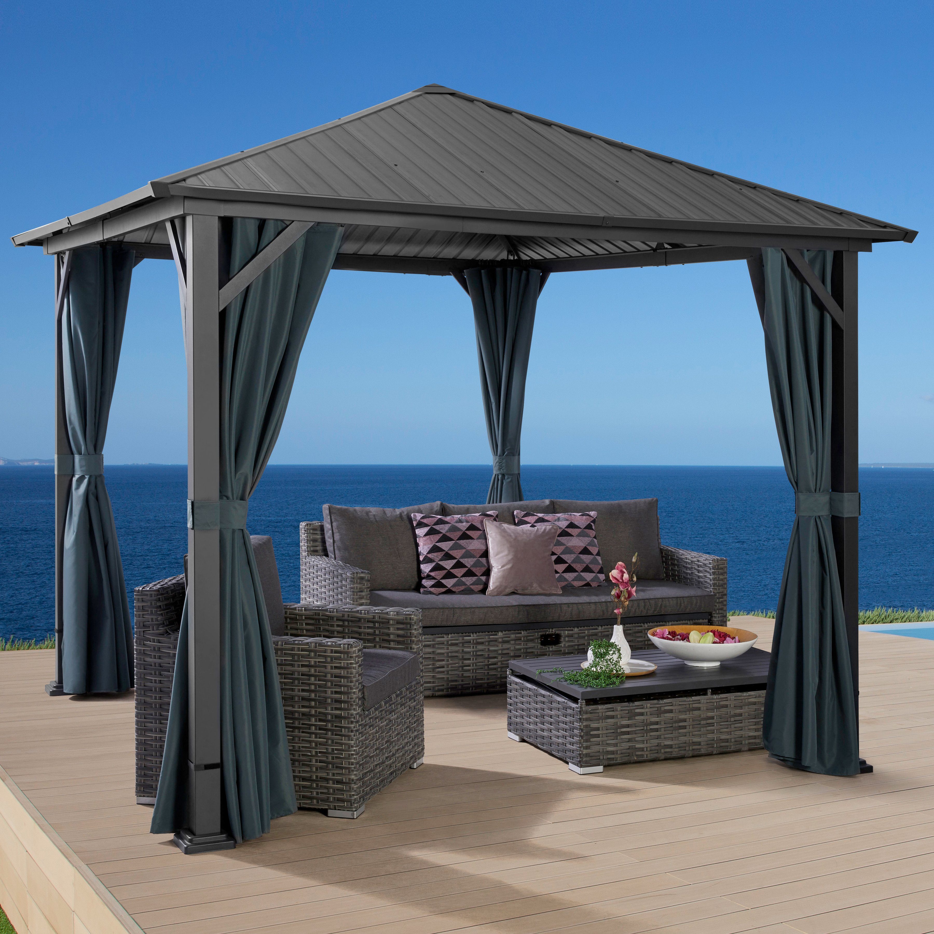 KONIFERA Pavillon Samos, BxT: 300x300 cm, Stahlgestell, ohne Seitenteile günstig online kaufen