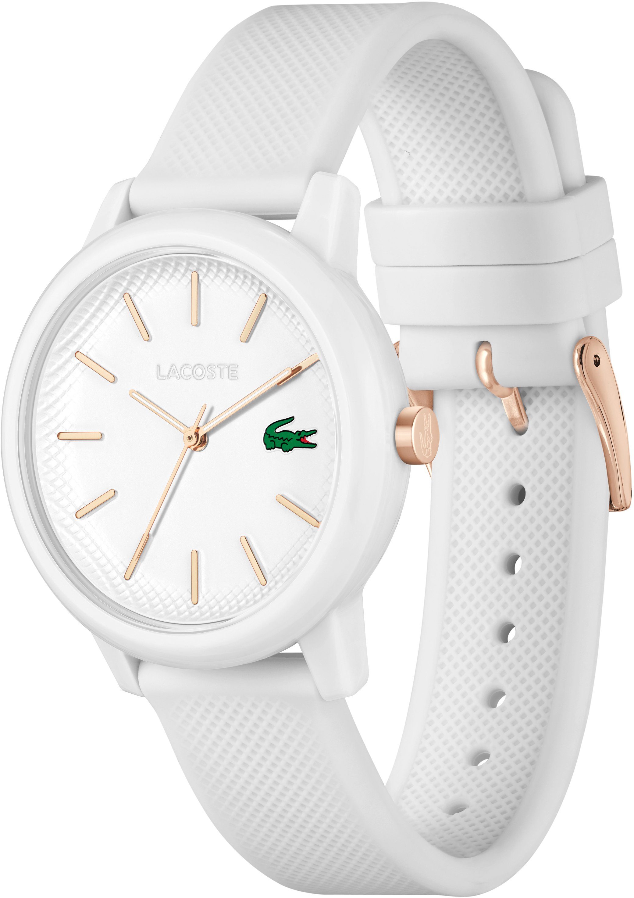 Lacoste Quarzuhr LACOSTE 12.12 LADIES 2001211, Armbanduhr, Damenuhr, Mineralglas, analog, Silikonarmband