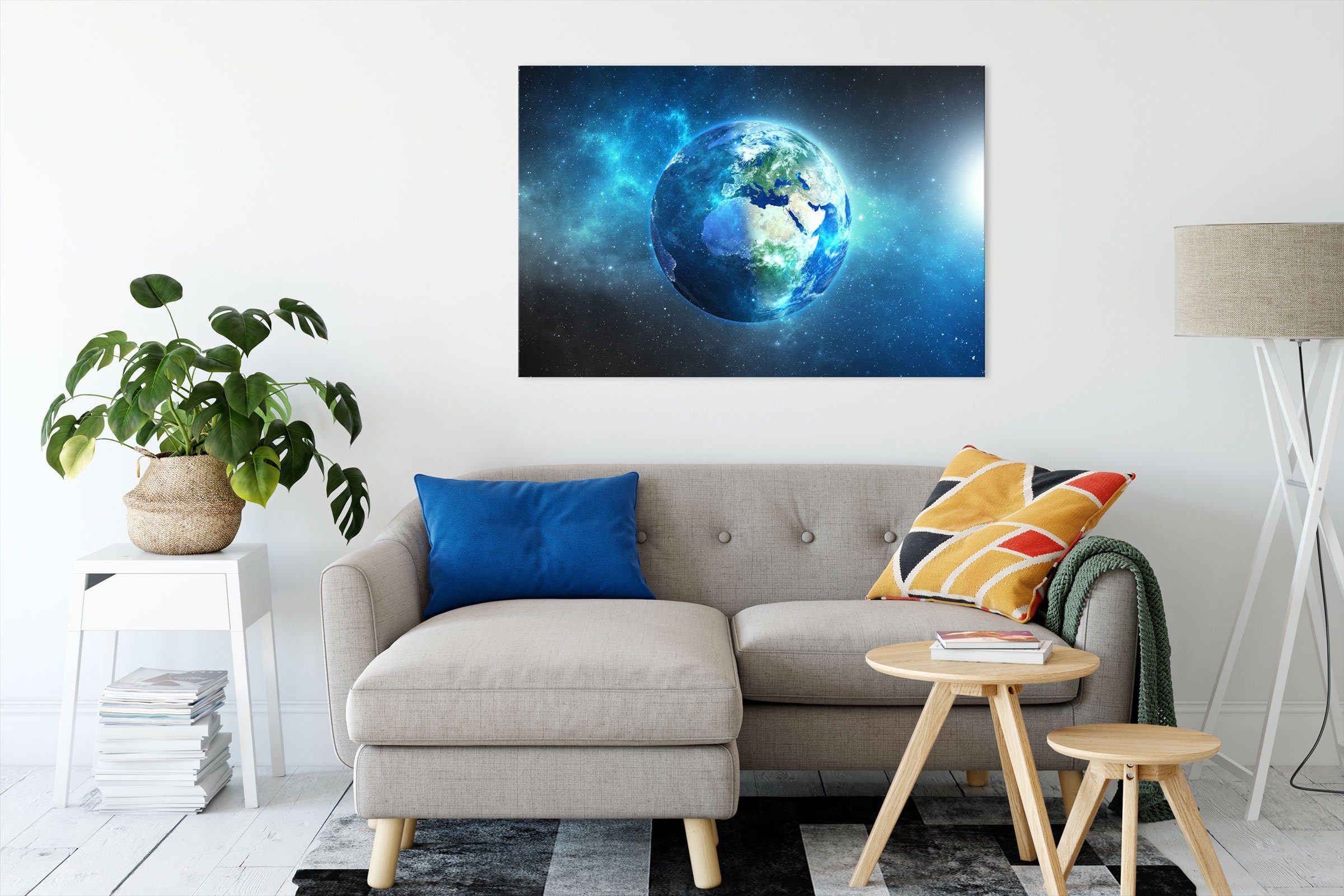 Pixxprint Leinwandbild Unsere Erde im Weltall, Unsere Erde im Weltall (1 St), Leinwandbild fertig bespannt, inkl. Zackenaufhänger