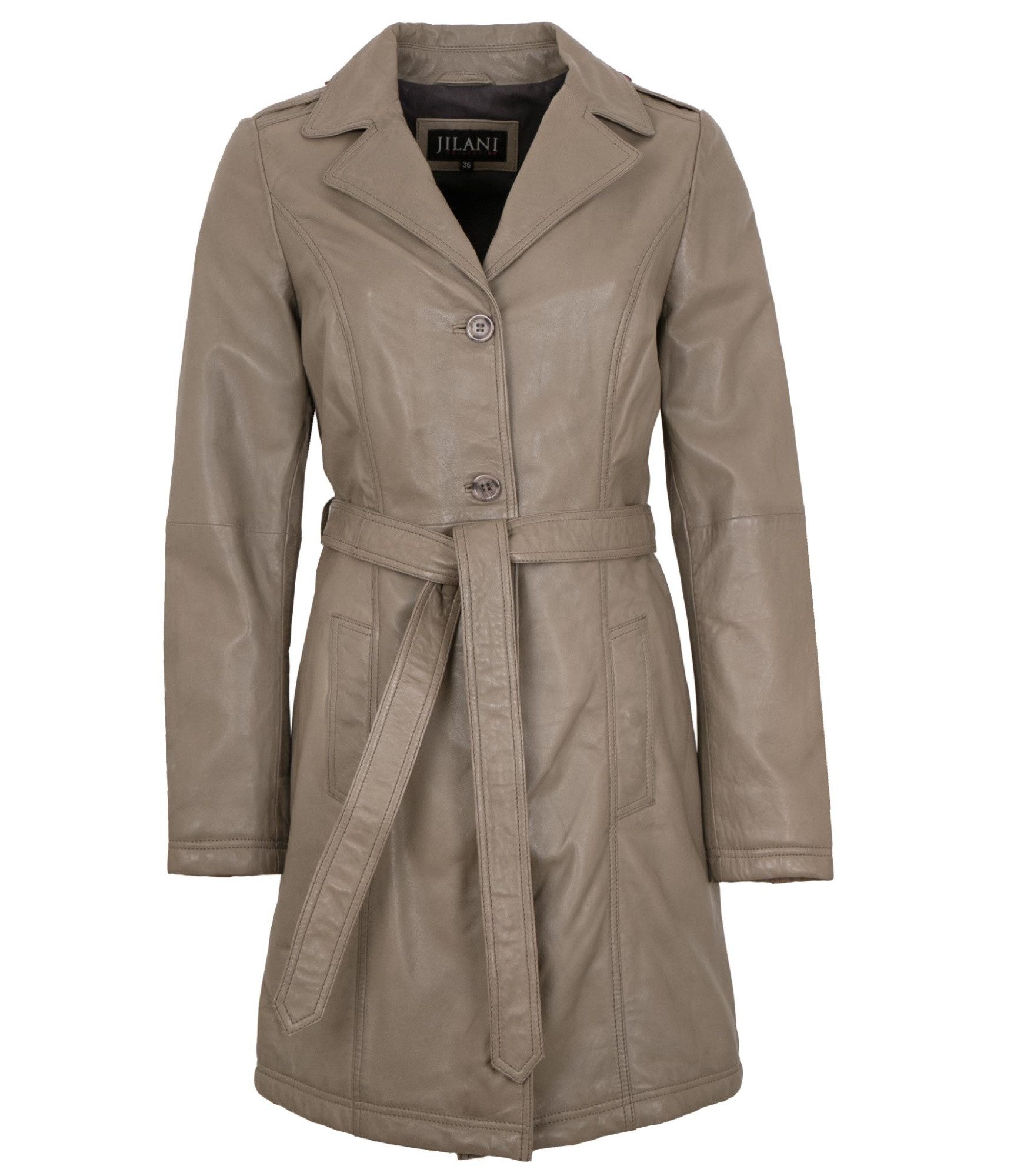 Jilani Lederjacke Azra Jilani - Damen Ledermantel Lammnappa dark sand