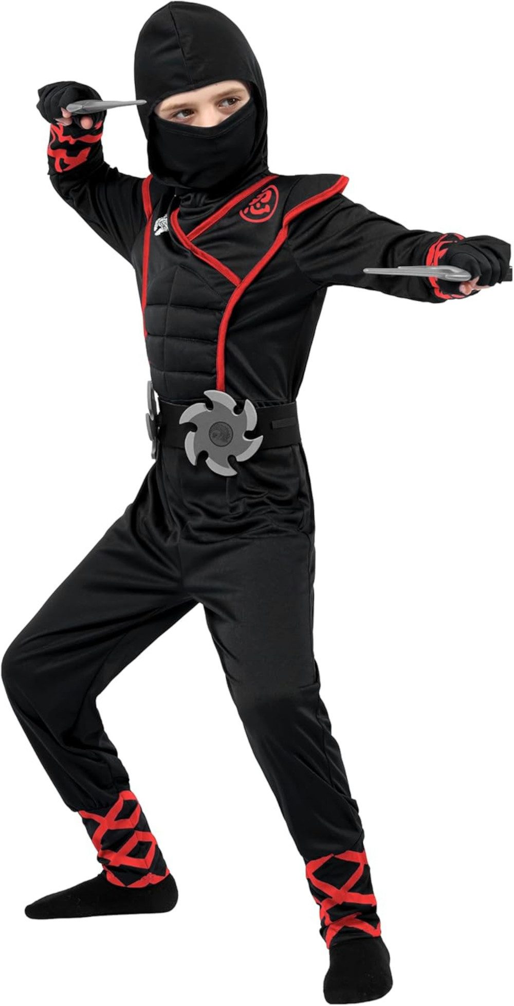 UE Stock Kostüm Kinder Halloween Ninja Kostüm mit mit Rüstung Gr. XXL 14-16 Jahre, für Ninja-Mottopartys und alltägliche Abenteuer