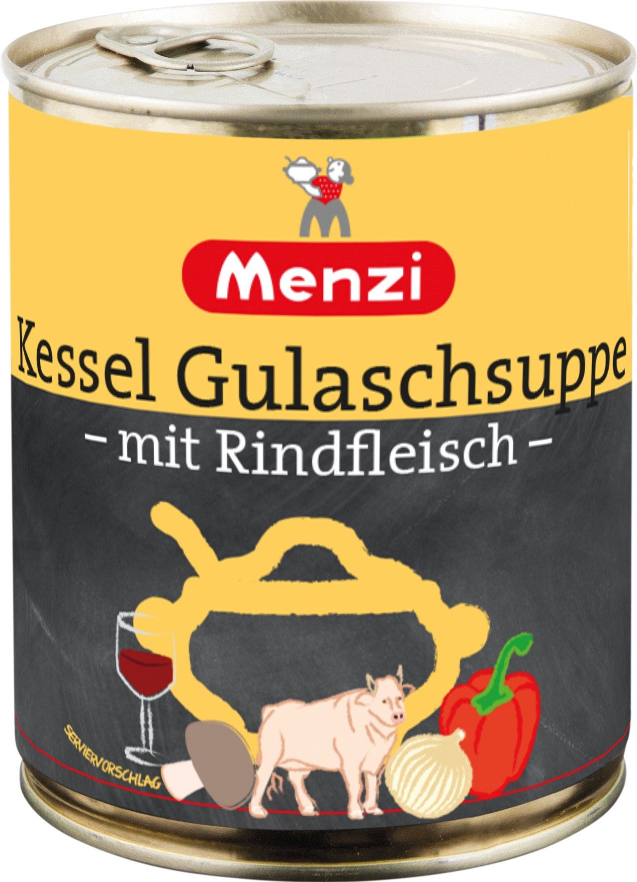 Menzi Fertiggericht, Menzi Kessel Gulaschsuppe mit Rindfleisch typisch ungarisch 800ml
