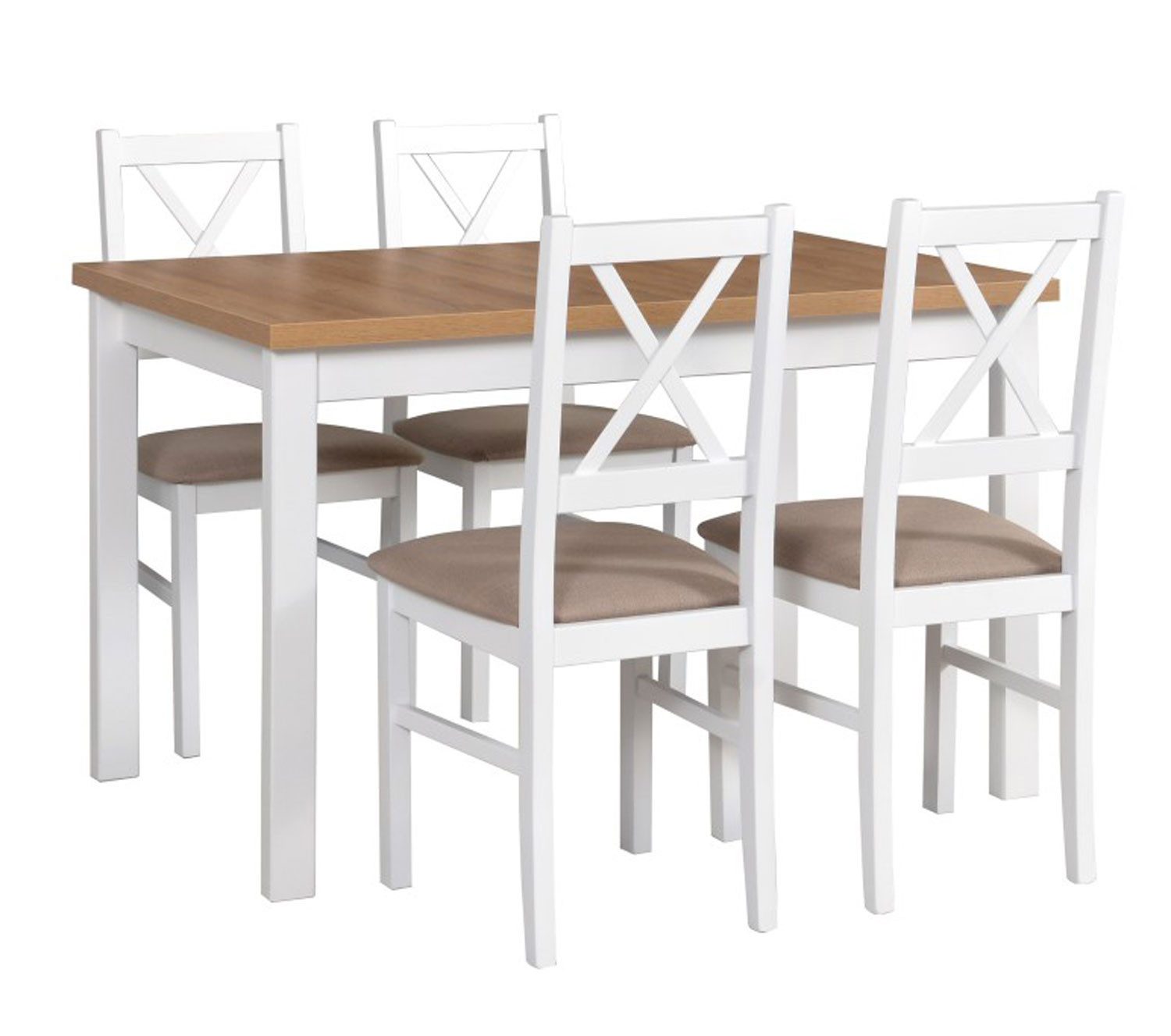 Feldmann-Wohnen Esszimmer-Set Nilo10, (Nilo10, 0-St., Esszimmer-Set), weiß/ Grandson Eiche / taupe Setgröße wählbar