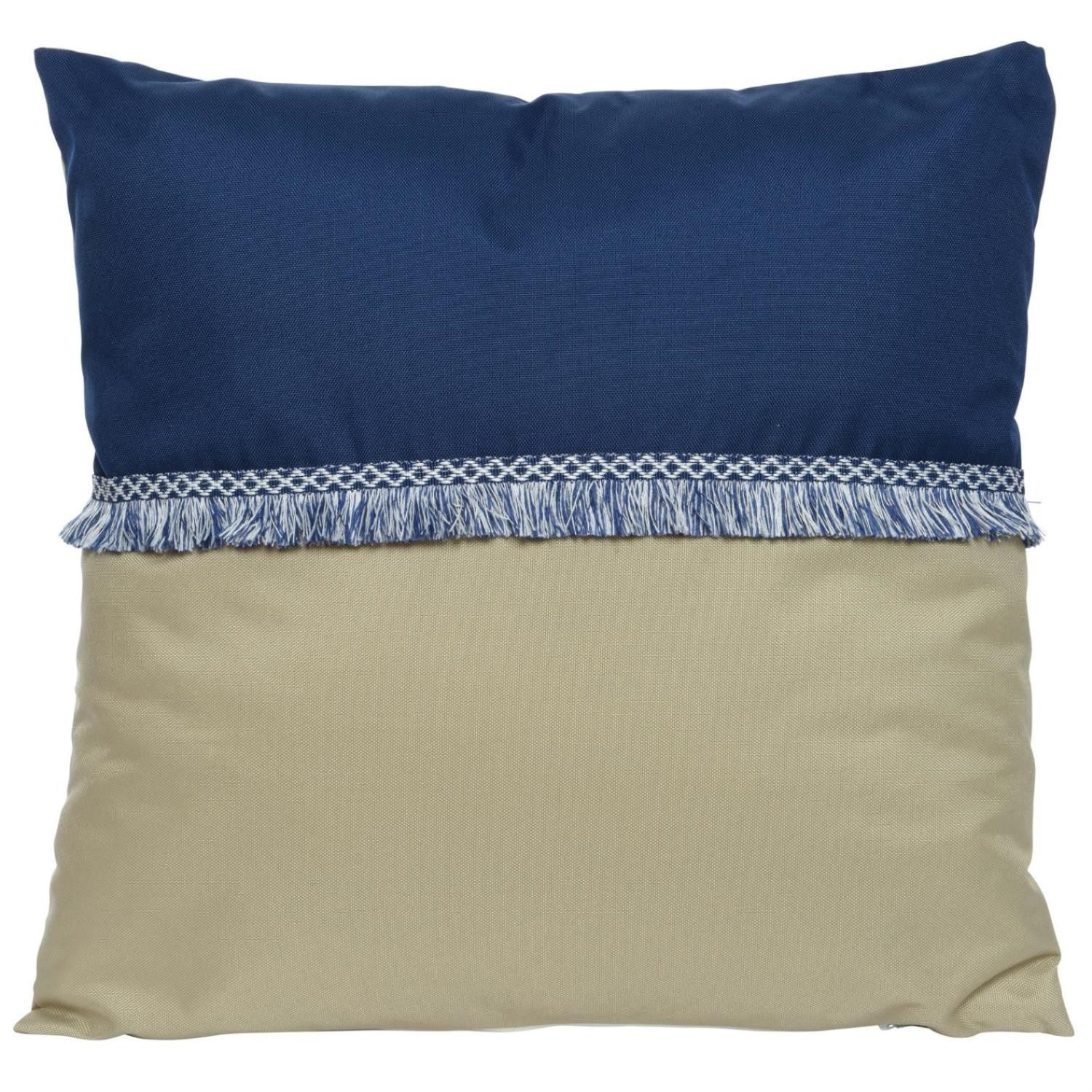 MARELIDA Dekokissen Garten Kissen wasserabweisend Outdoor Außen Lounge blau beige 44cm