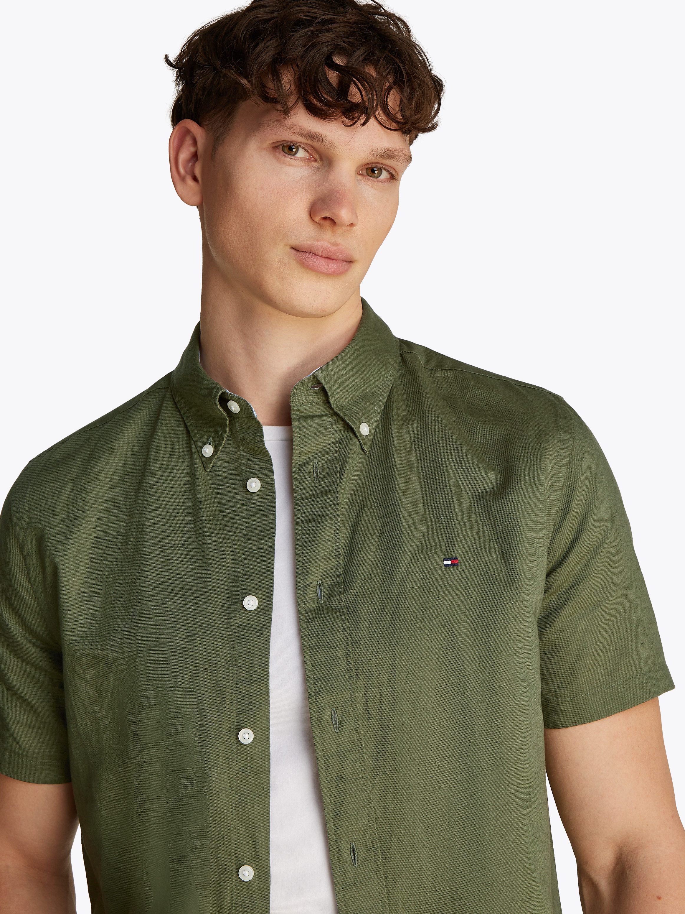 Tommy Hilfiger Kurzarmhemd LINEN BLEND SOLID günstig online kaufen