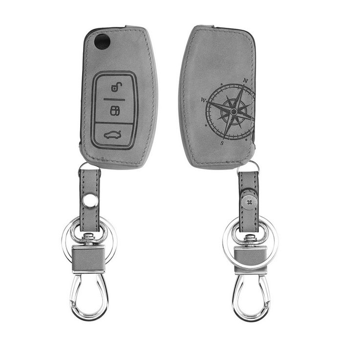 kwmobile Schlüsseltasche Autoschlüssel Hülle für Ford Nubuklederoptik - Kunstleder Schutzhülle Schlüsselhülle Cover für Ford