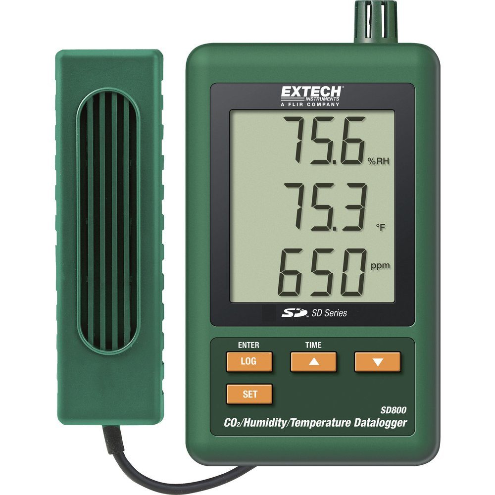 Klimamesser Multi-Datenlogger Extech SD800 Messgröße Temperatur, CO2, Luftfeuchtig