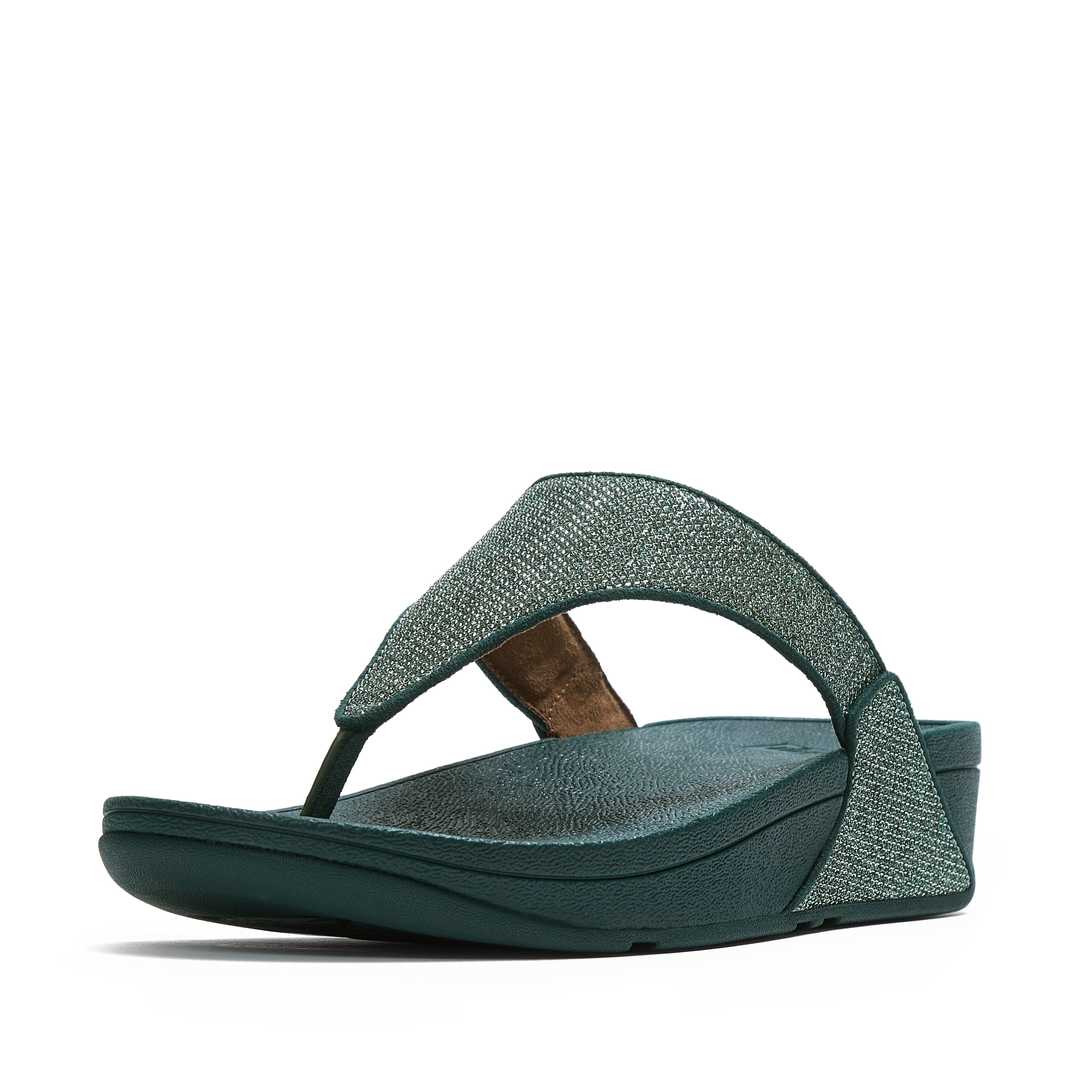 Fitflop LULU SHIMMERGLITZ TOE-POST SANDALS Dianette Keilabsatz, Zehentrenner, Badeschuh, Sommerschuh mit Glitzerdetails – Bild 2 von 3