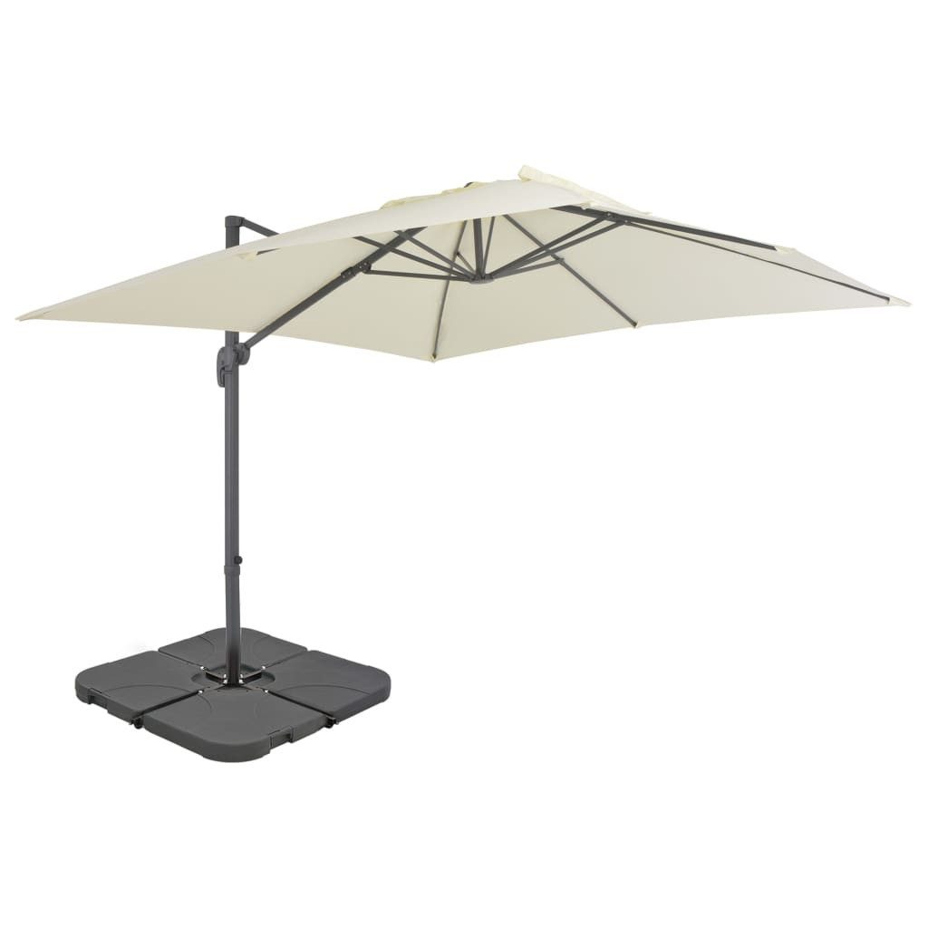 vidaXL Sonnenschirm Sonnenschirm mit Tragbarem Sonnenschirmständer Sandweiß