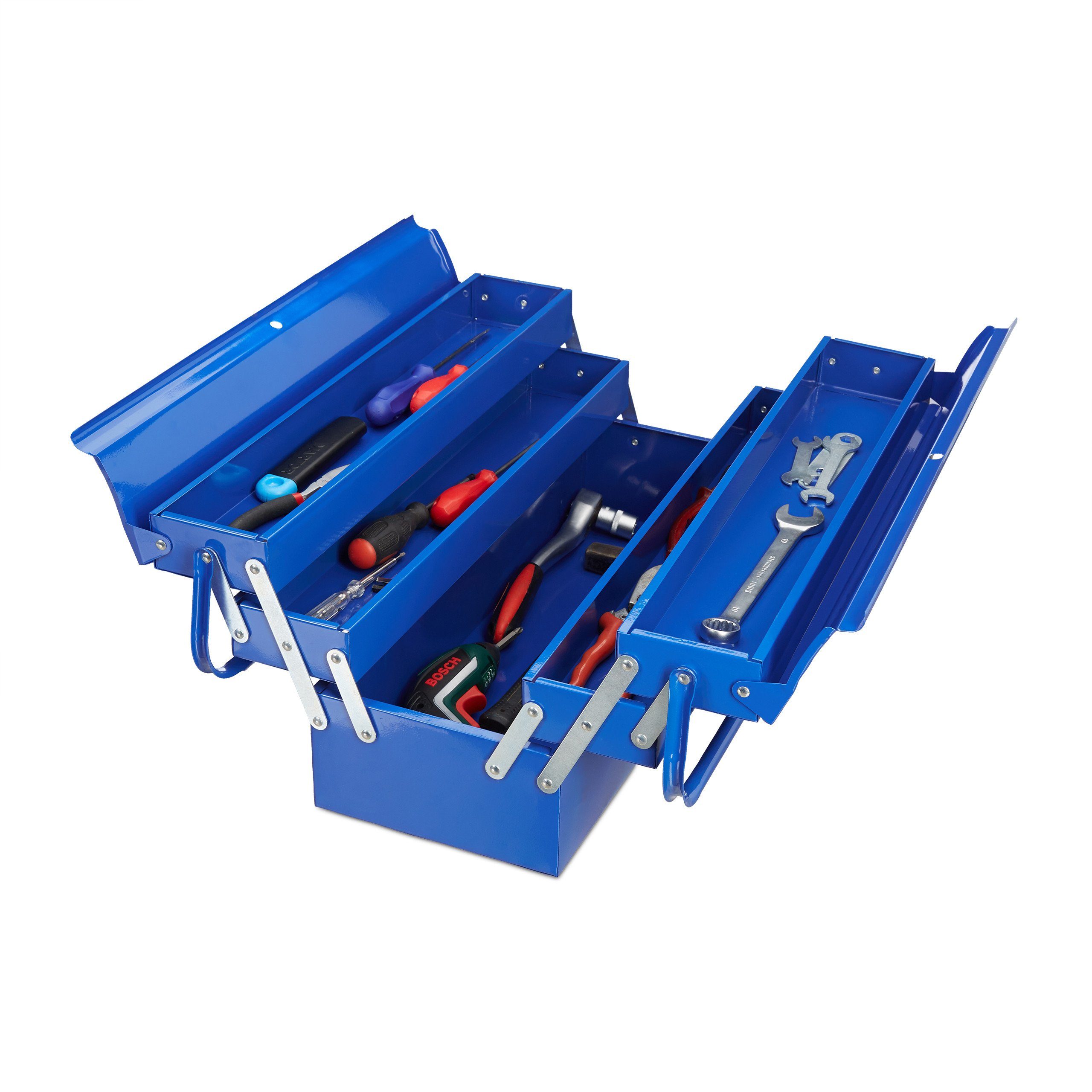 relaxdays Werkzeugkoffer Werkzeugkoffer leer blau | Werkzeugkoffer