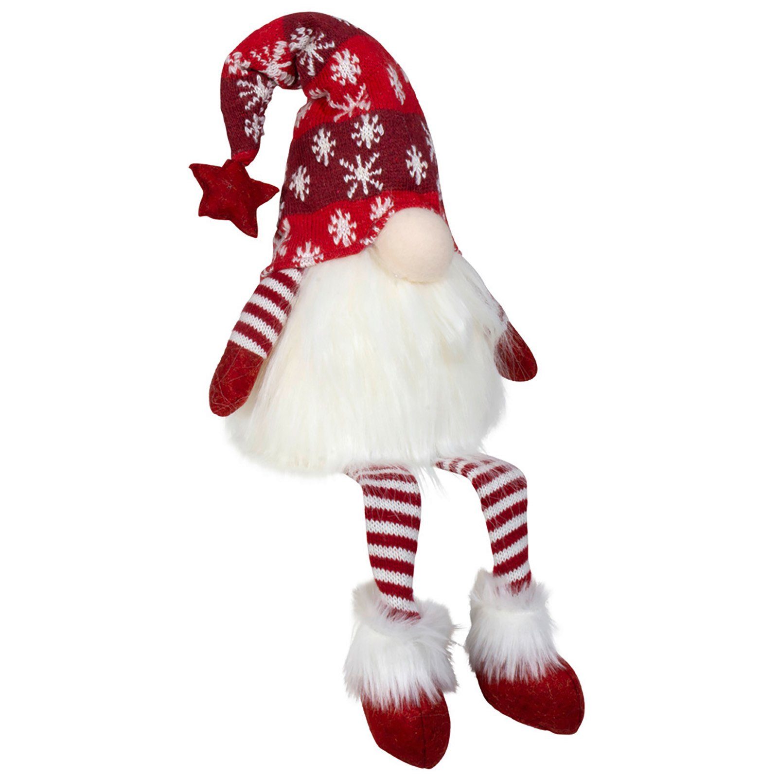 Christmas Paradise Weihnachtsfigur sitzender mit Gnom Rot-Grau Beleuchtung im (68cm) (Dekofiguren, St., Weihnachtsdeko Wichtel 2 LED, mit 2 Designs, Set), 30cm Kantenhocker
