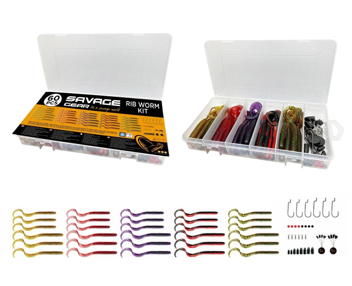 Kunstköder RIB WORM KIT 60-tlg One Size Mix Kunstköder Set