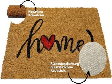Fußmatte Koko-Print, oKu-Tex, rechteckig, Höhe: 15 mm, Fußmatte aus Kokos, Home, Herz, Kokosmatte, In- & Outdoor, rutschfest