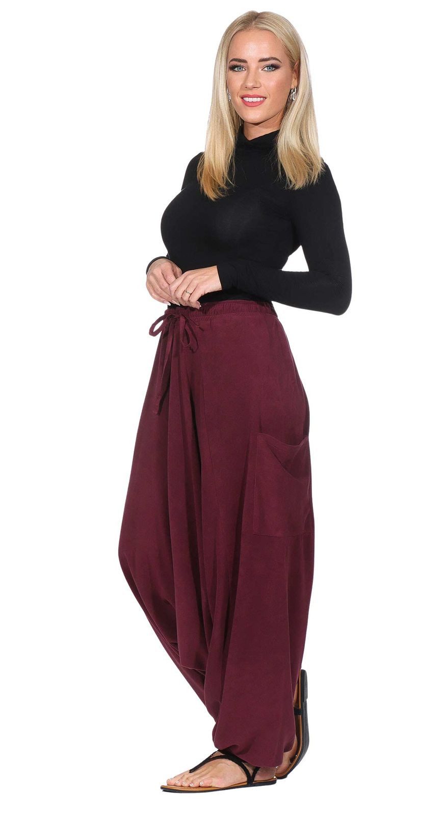KUNST UND MAGIE Haremshose Unisex Fleecehose Thermo Haremshose Wellnesshose Boho Winter Hose