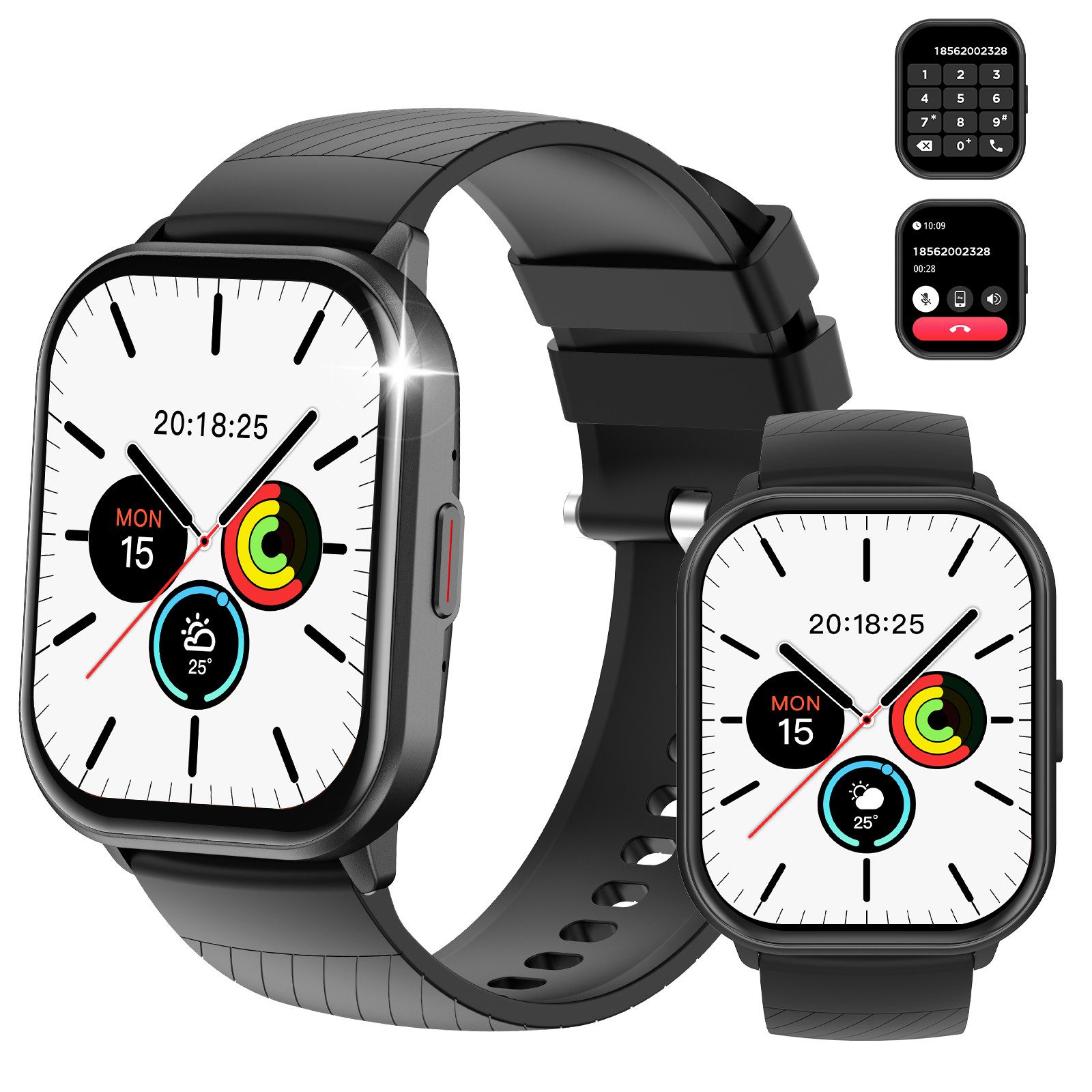 Yuede Smartwatch Damen Herren, Neueste Fitness Uhr mit Anruffunktion Smartwatch (1,83 Zoll), Fitness Tracker Armbanduhr mit Schrittzähler, Blutsauerstoff, Blutdruckmessung, Schlafüberwachung, AI Voice und SNS-Benachrichtigung etc., Bluetooth 5.3 Sportuhr, IP67 wasserdicht, unterstützt 120+ Sportmodi, verfügbar für Android 5.0+ / iOS 9.0+