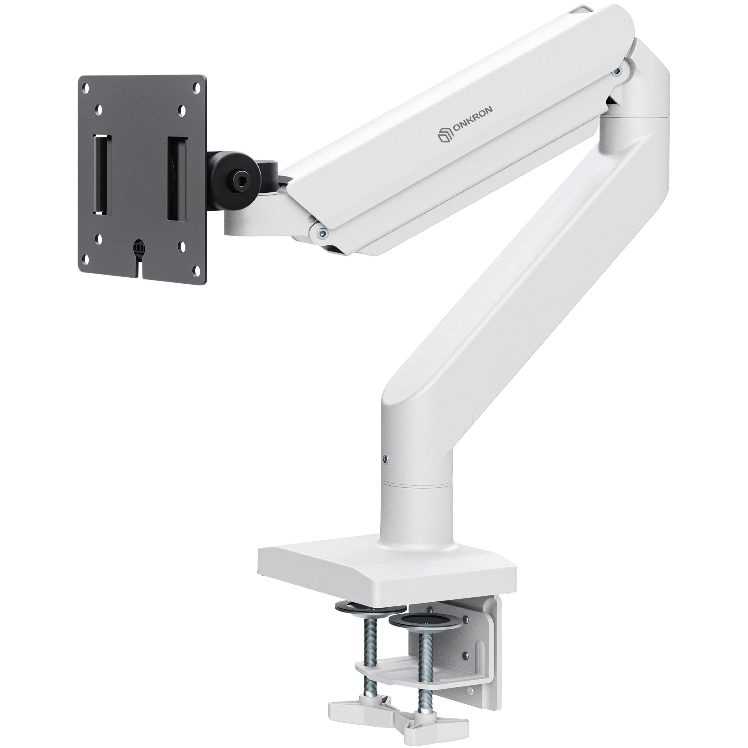 ONKRON Monitor-Halterung 13-55 Zoll, bis 25 kg, VESA 75x75-100x100, G110-BW, (bis 55 Zoll, neigbar, schwenkbar, drehbar, höhenverstellbar, Gasfeder, Kabelkanal)