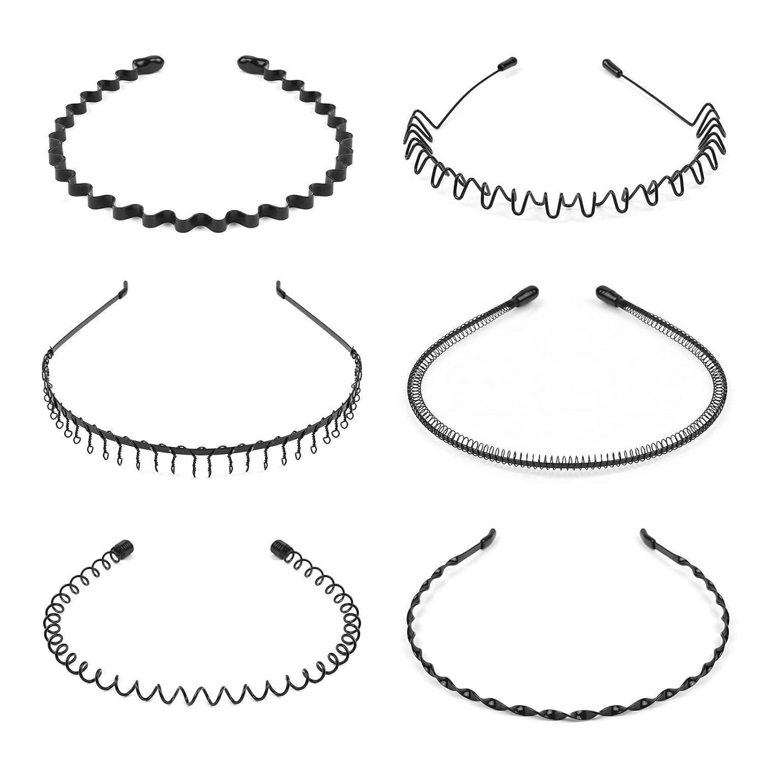 Haarband Metall Haarreifen 6 Stück Spring Wave Schwarz Stirnband Zubehör