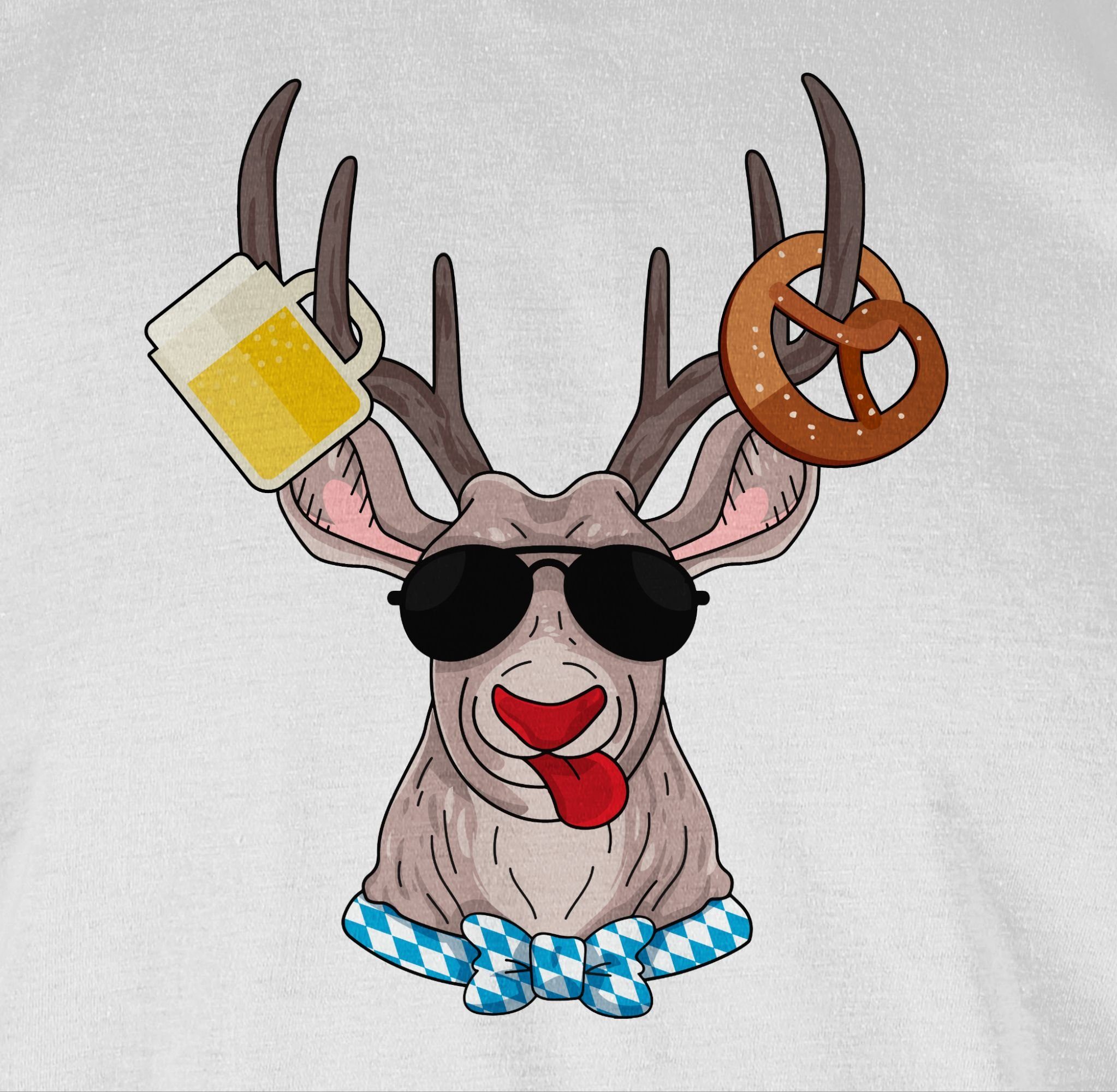 Shirtracer T-Shirt Oktoberfest Herren 3 Oktoberfest Mode für Weiß Hirsch
