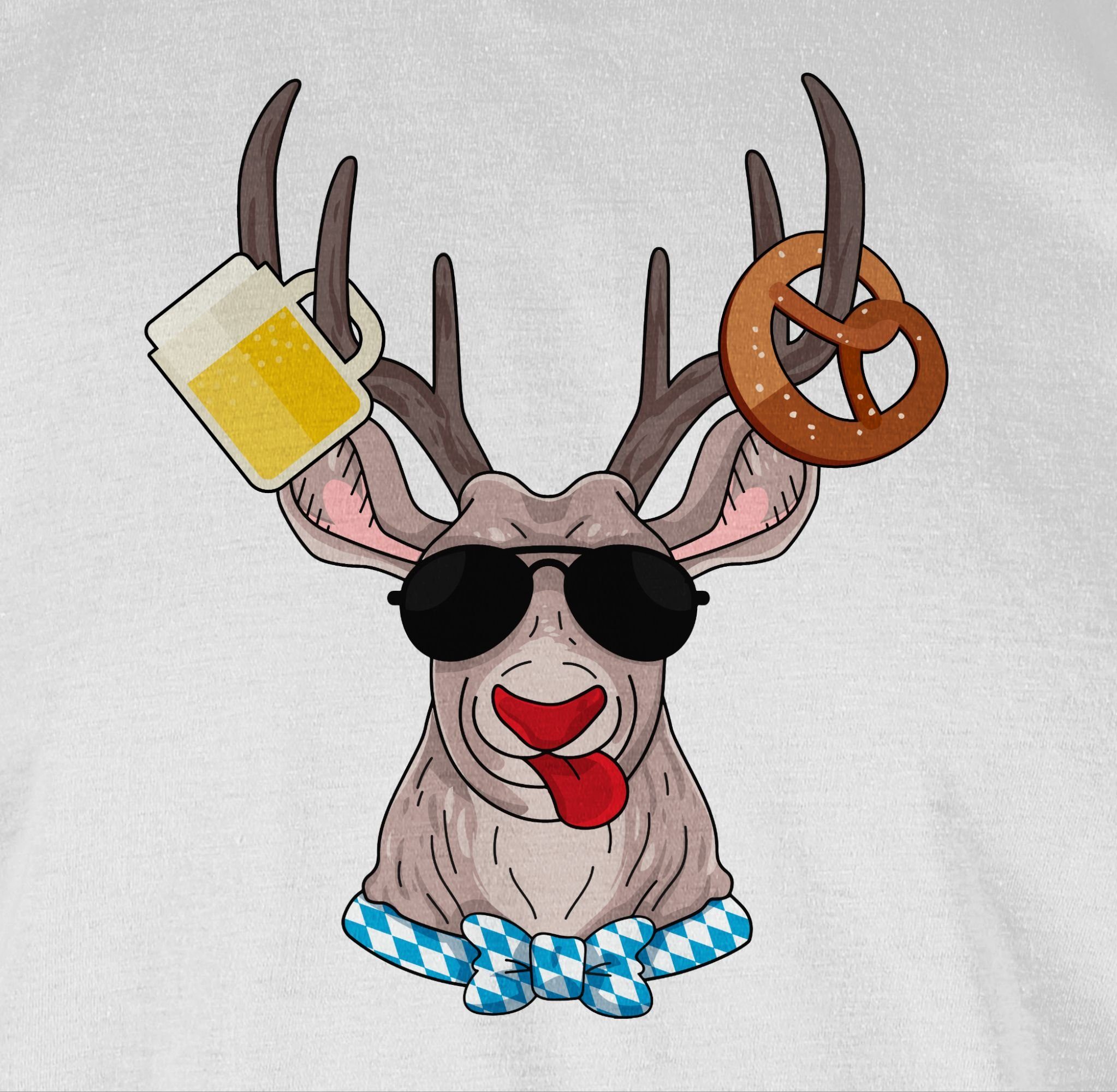 Hirsch 3 Herren Oktoberfest Oktoberfest T-Shirt Mode Shirtracer Weiß für