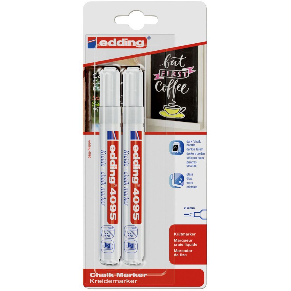 Marker Edding 4095 4-4095-2-1049 Kreidemarker Weiß, Weiß 4 mm, 15 mm