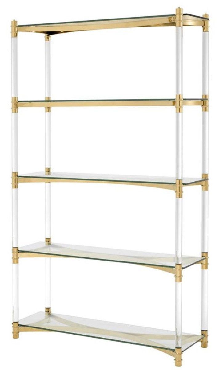 Casa Padrino Stauraumschrank Wohnzimmerschrank / Regalschrank Gold 117 x 41 x H. 200 cm - Luxus Möbel