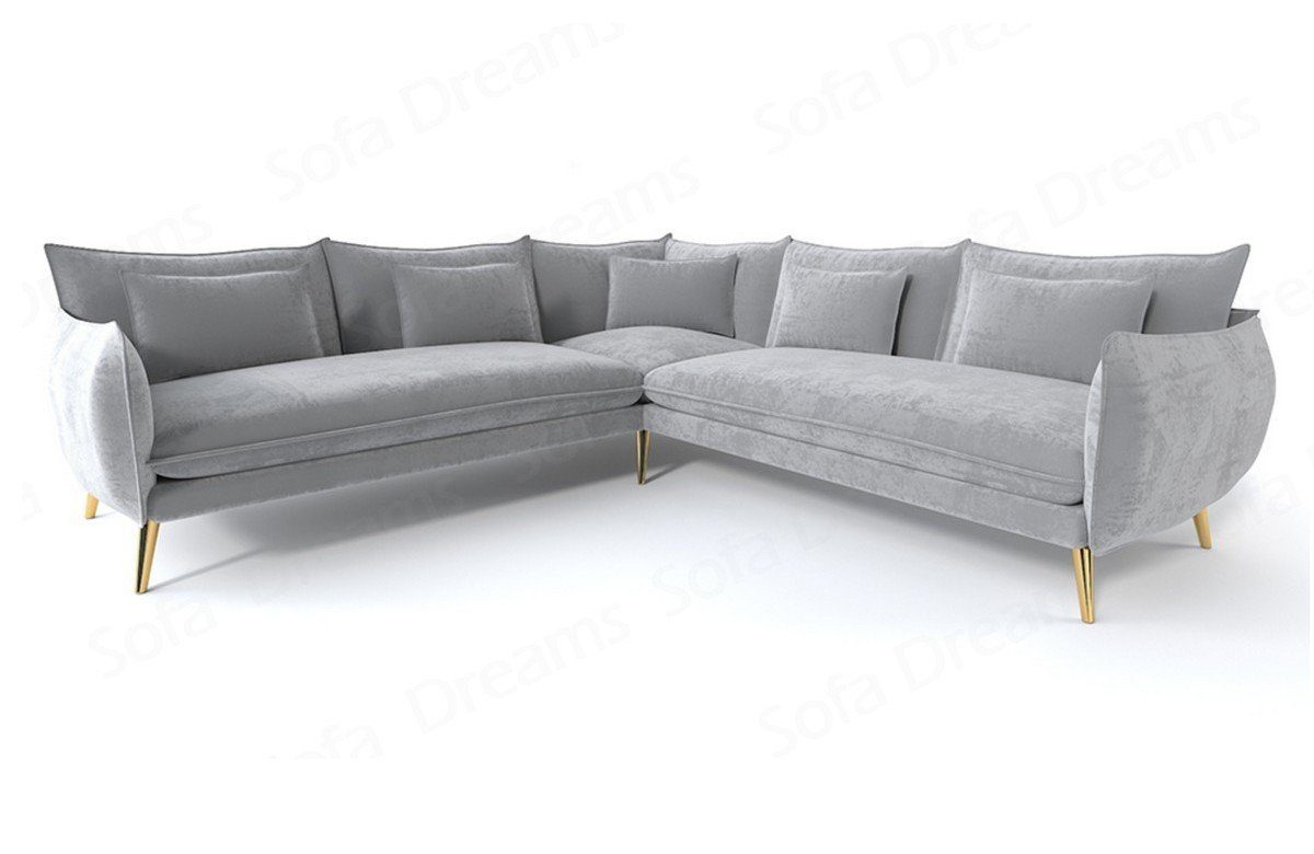 Polster Form L Samt Sofa Ecksofa Stoff Fuerteventura hellgrau84-gold Sofa Stoffsofa, Dreams Loungesofa