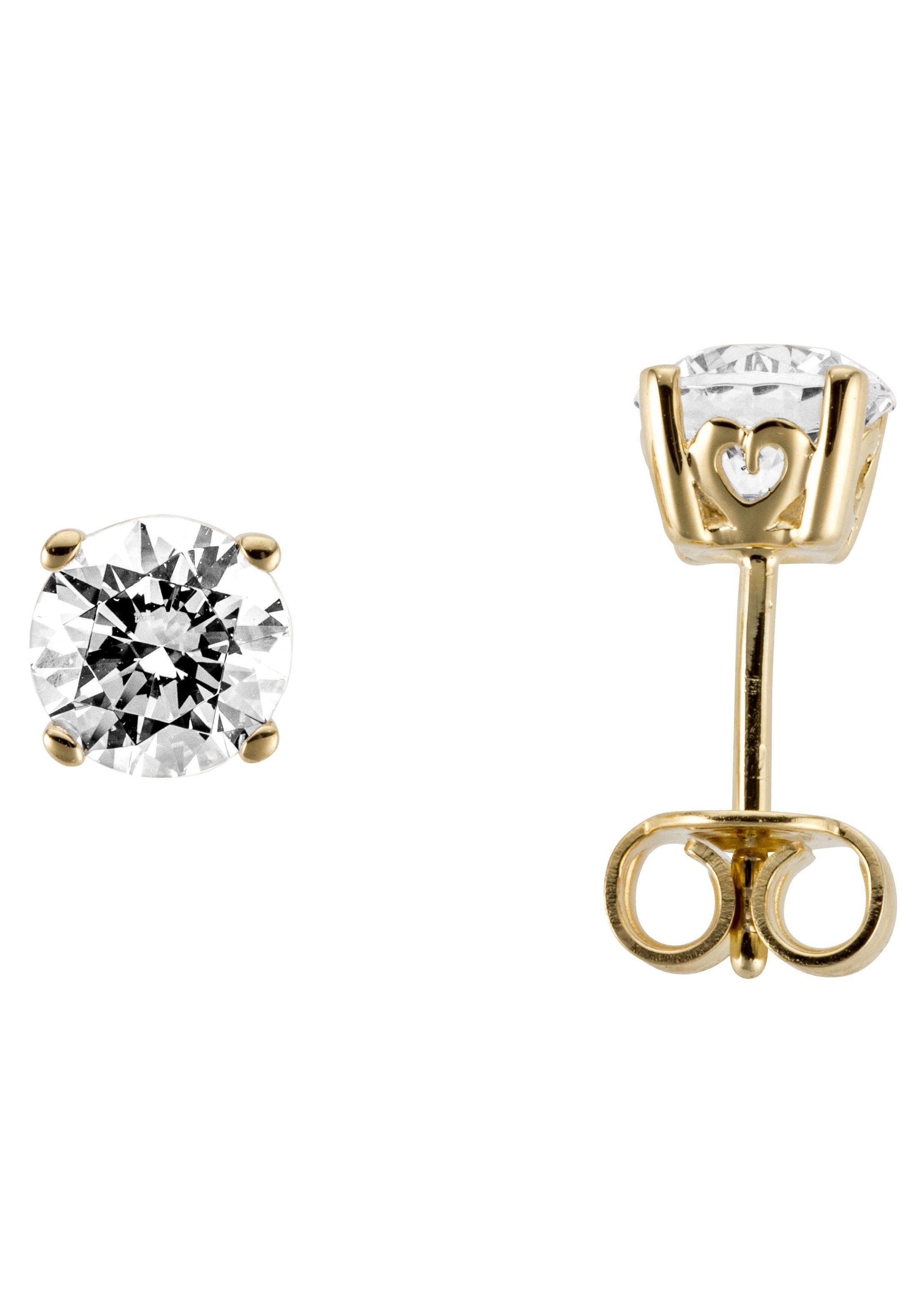 Firetti Paar Ohrstecker Schmuck Geschenk Gold 333 Ohrschmuck Solitär, mit Zirkonia (synth)
