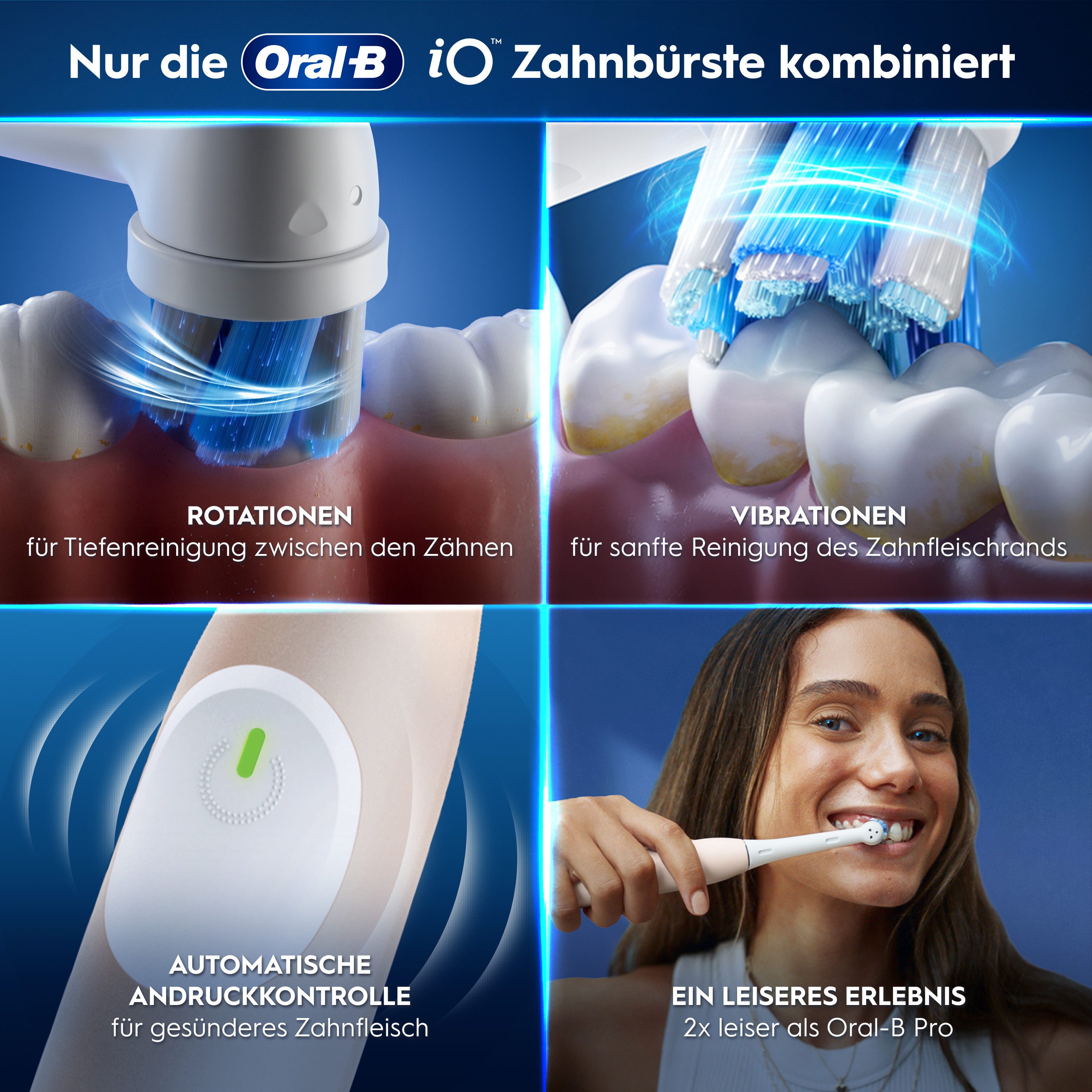Oral-B Elektrische Zahnbürste iO Series 2, Aufsteckbürsten: 1 St., für die sanfte Reinigung, Reise-Etui, Aufsteckbürstenhalter – Bild 4 von 5