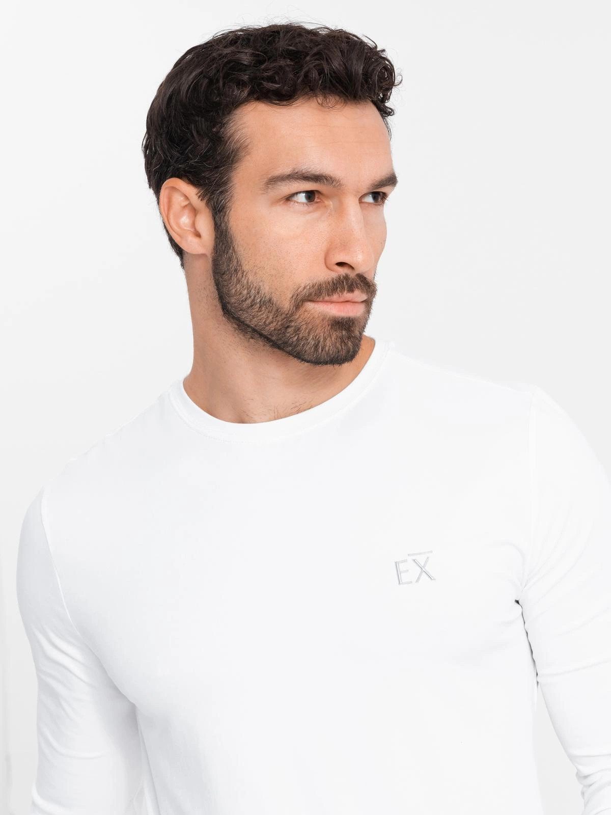 OMBRE Longsleeve Herren SLIM FIT Longsleeve mit Elastan und Druck günstig online kaufen