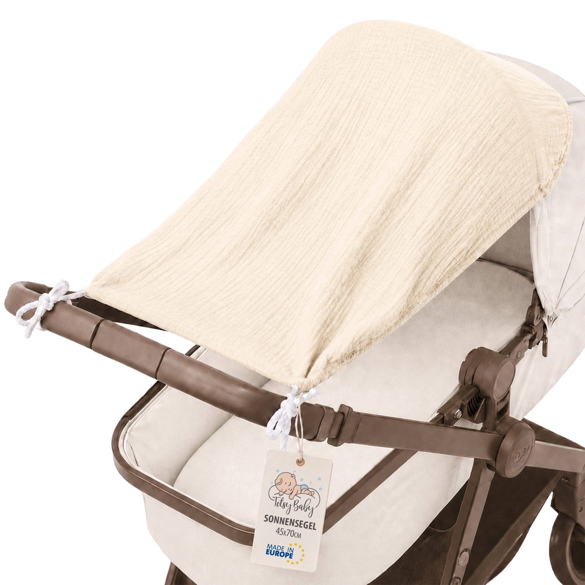 Totsy Baby Kinderwagen-Sonnenschutzhülle Sonnenschutz Kinderwagen 70x45 cm Musselin UV-Schutz faltbar EU