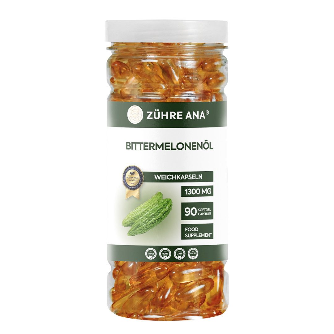 Zühre Ana® Bıttermelonenöl Öl Softgel–90 Kapseln tägliche natürliche Unterstützun Kapseln, 90 g, Bıttermelonenöl Öl Softgel–90 Kapseln 1300 Mg
