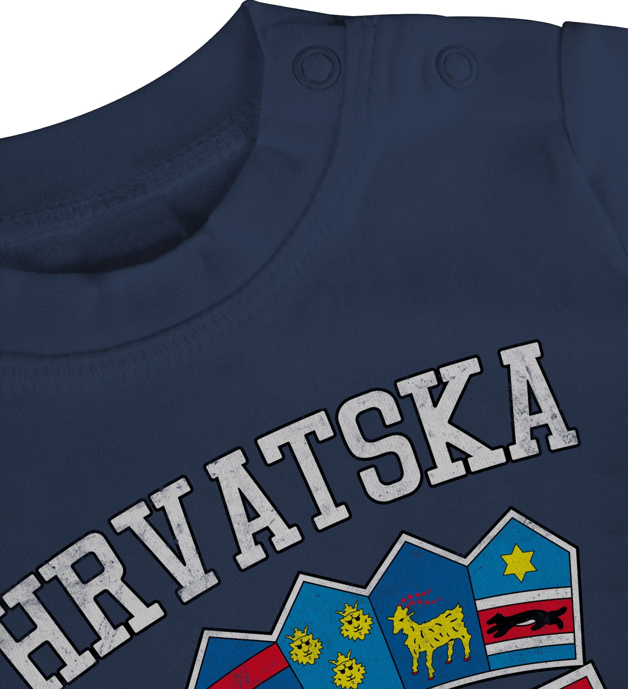 EM 2024 Kroatien Wappen Baby Shirtracer 2 Navy Blau T-Shirt Fussball WM