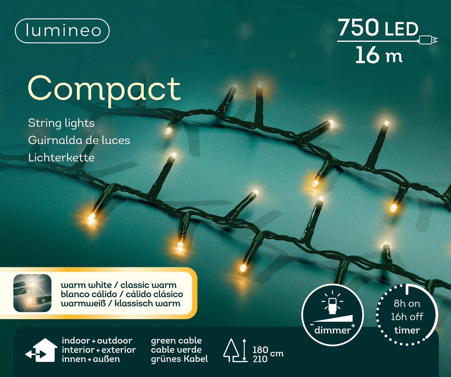 Lumineo LEDLichterkette Lumineo Lichterkette Compact 750LED 16 m warm