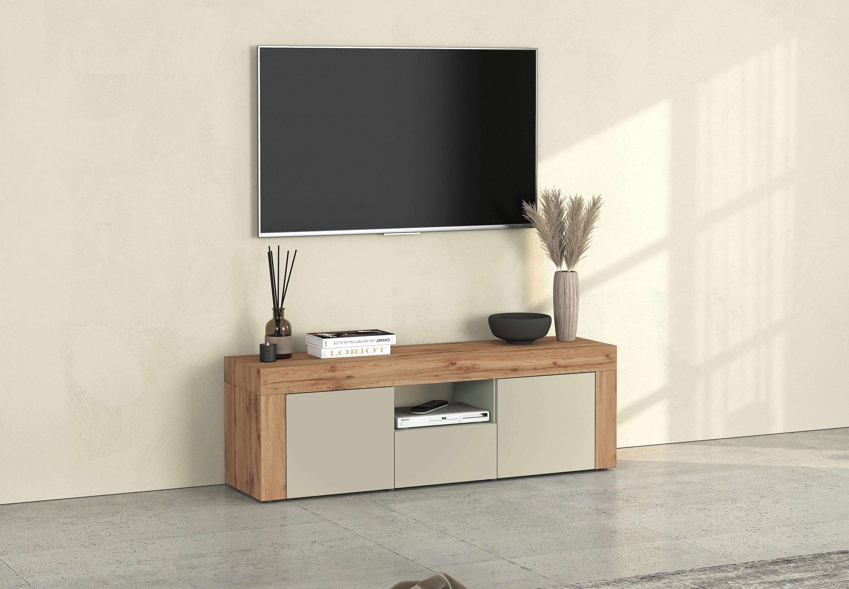 OTTO home Lowboard CHRONOS Breite 155 cm mit 2 Türen, 1 Schublade,1 offenes günstig online kaufen