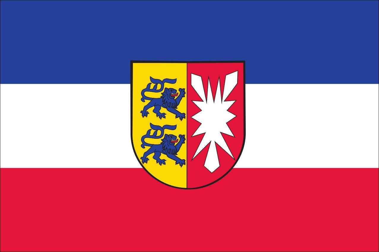 120 Querformat g/m² Schleswig-Holstein Wappen Flagge mit flaggenmeer