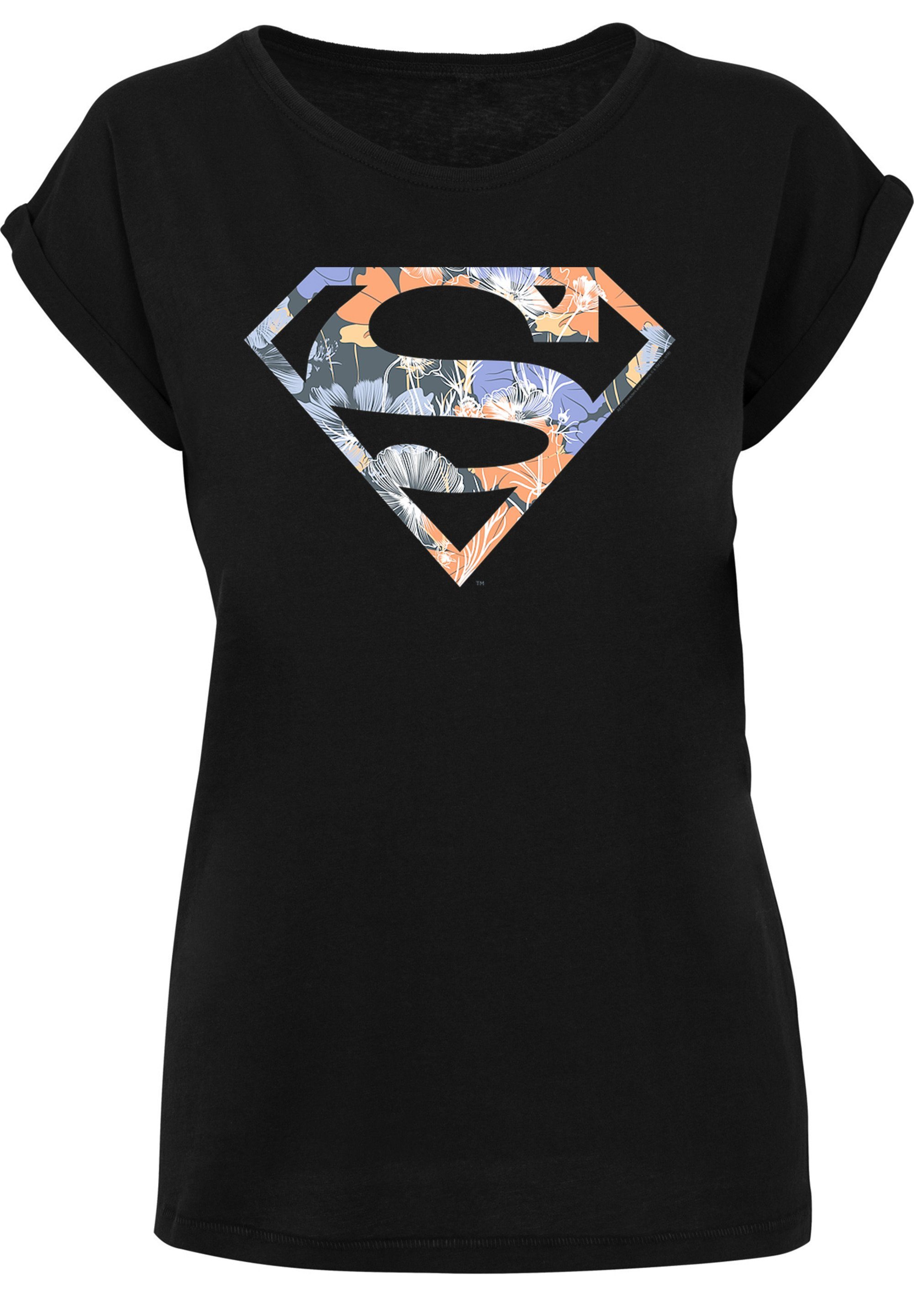 T-Shirt Comics Print Floral DC Logo Superman Superheld F4NT4STIC