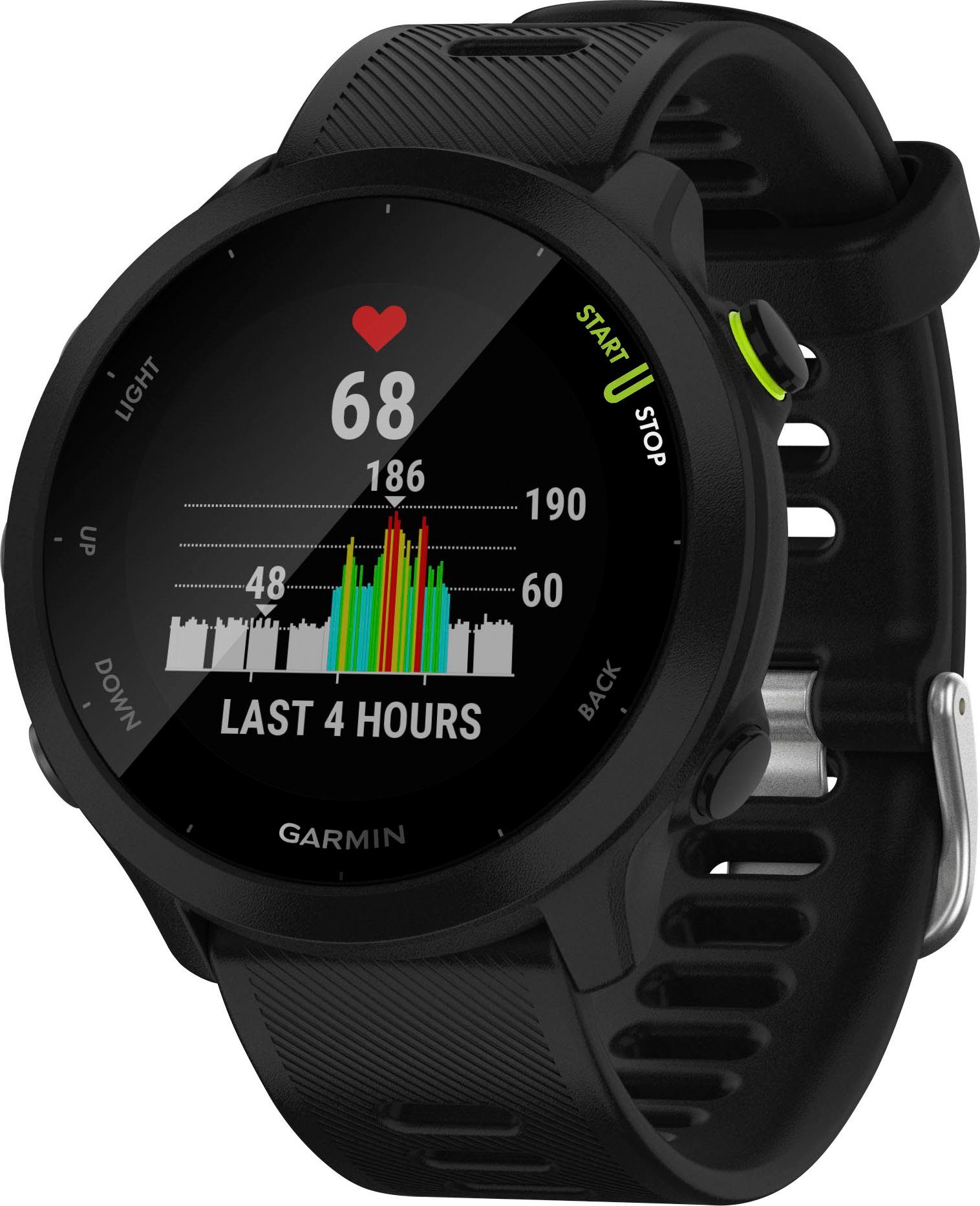 Garmin schwarz Zoll, 55 schwarz Multisport- Smartwatch GPS-Laufuhr cm/1,04 FORERUNNER Garmin), (2,64 |