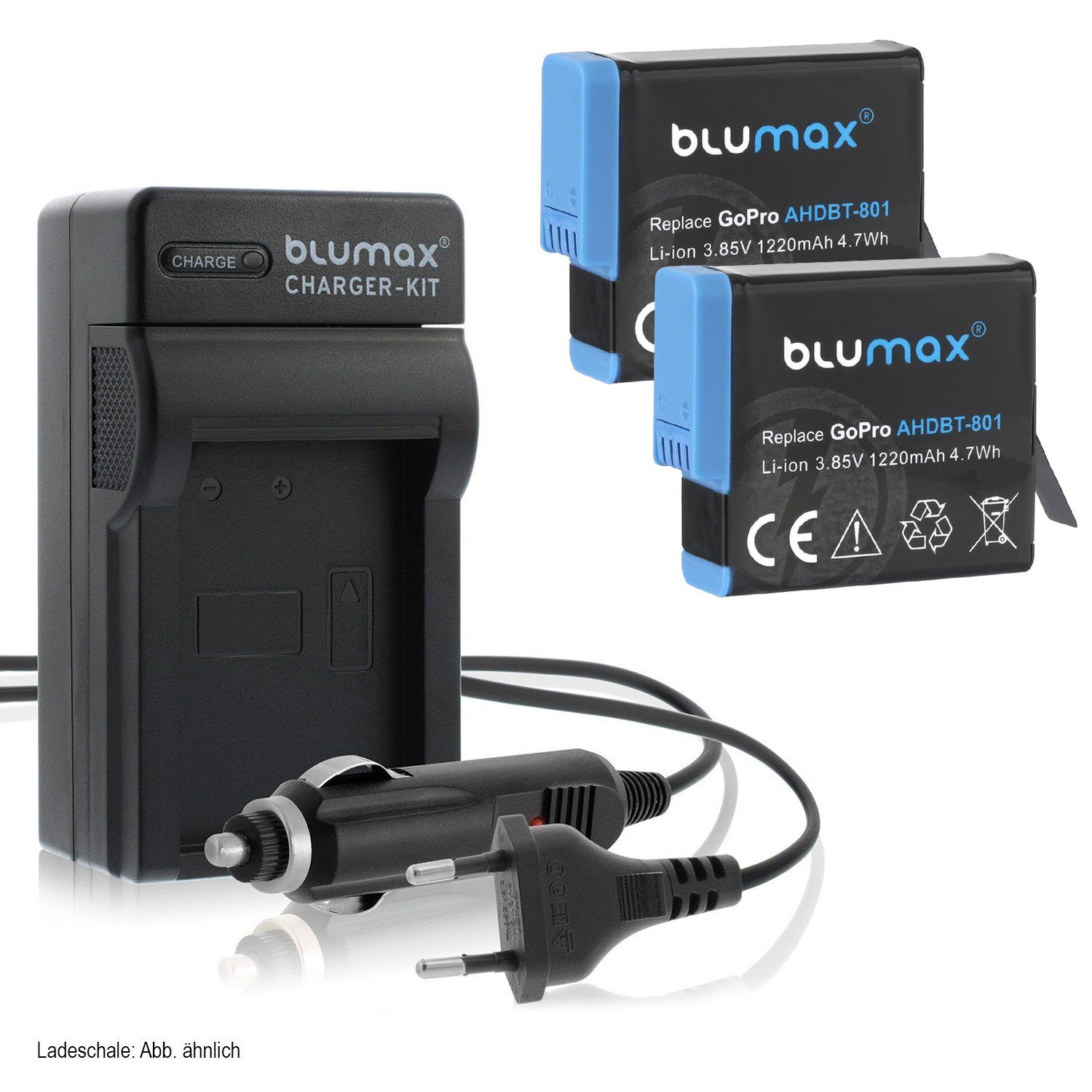 Blumax Set mit Lader für GoPro Hero AHDBT-801, 1220 mAh Kamera-Akku