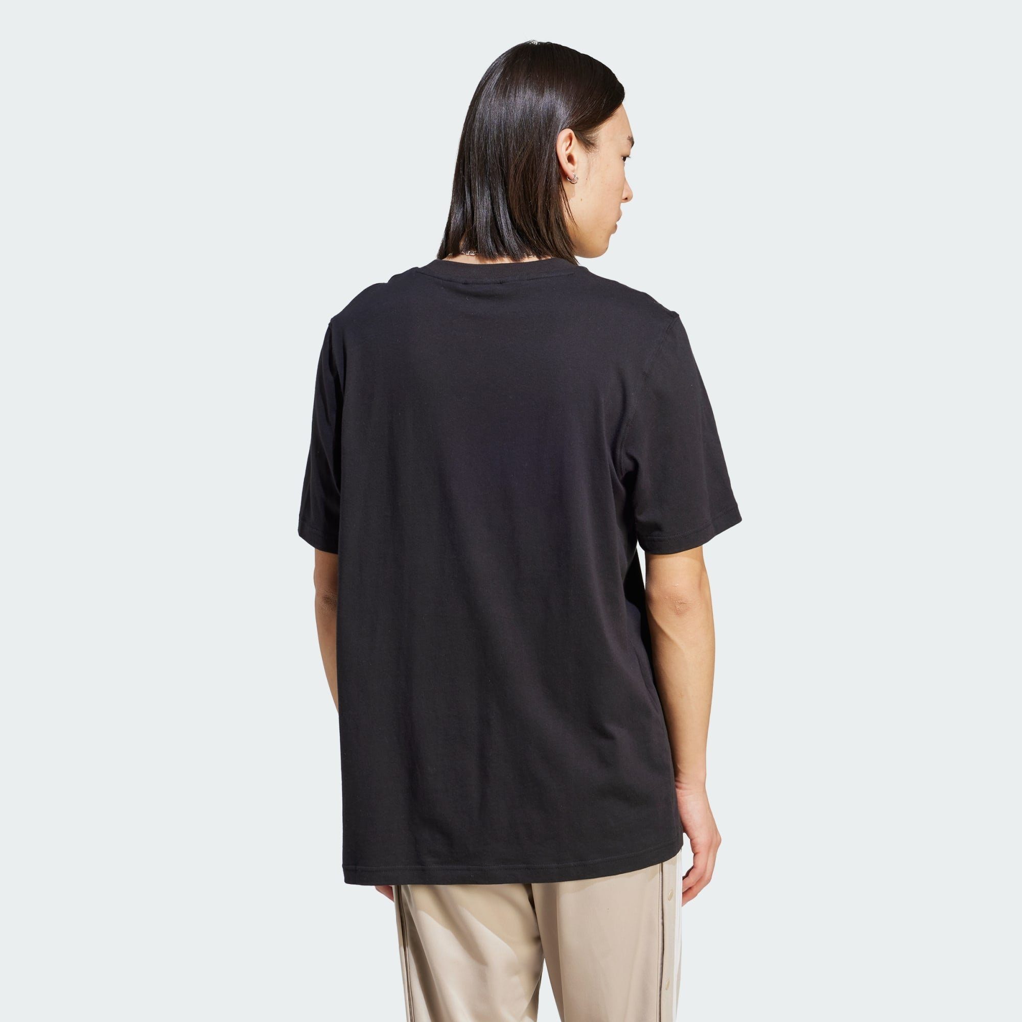Originals ESSENTIALS TREFOIL White T-SHIRT Black T-Shirt / adidas