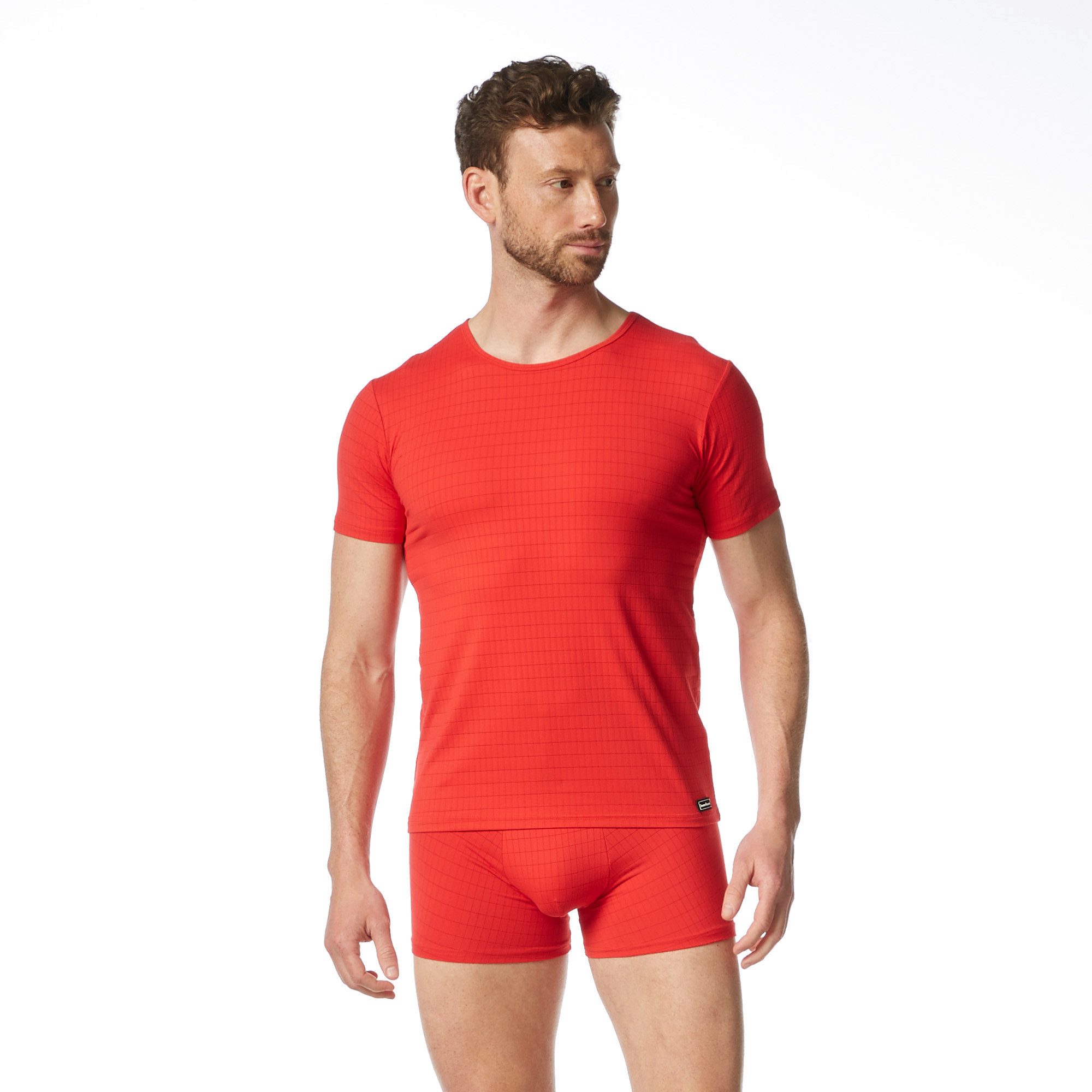 Bruno Banani Rundhalsshirt CHECK LINE 2.0 hüftbedeckend, elastisch