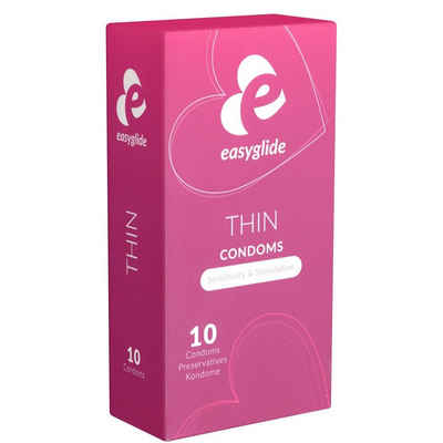 EasyGlide Kondome Thin Packung mit, 10 St., gefühlsechte Kondome für natürliche Empfindungen, dünne Kondome für mehr Gefühl