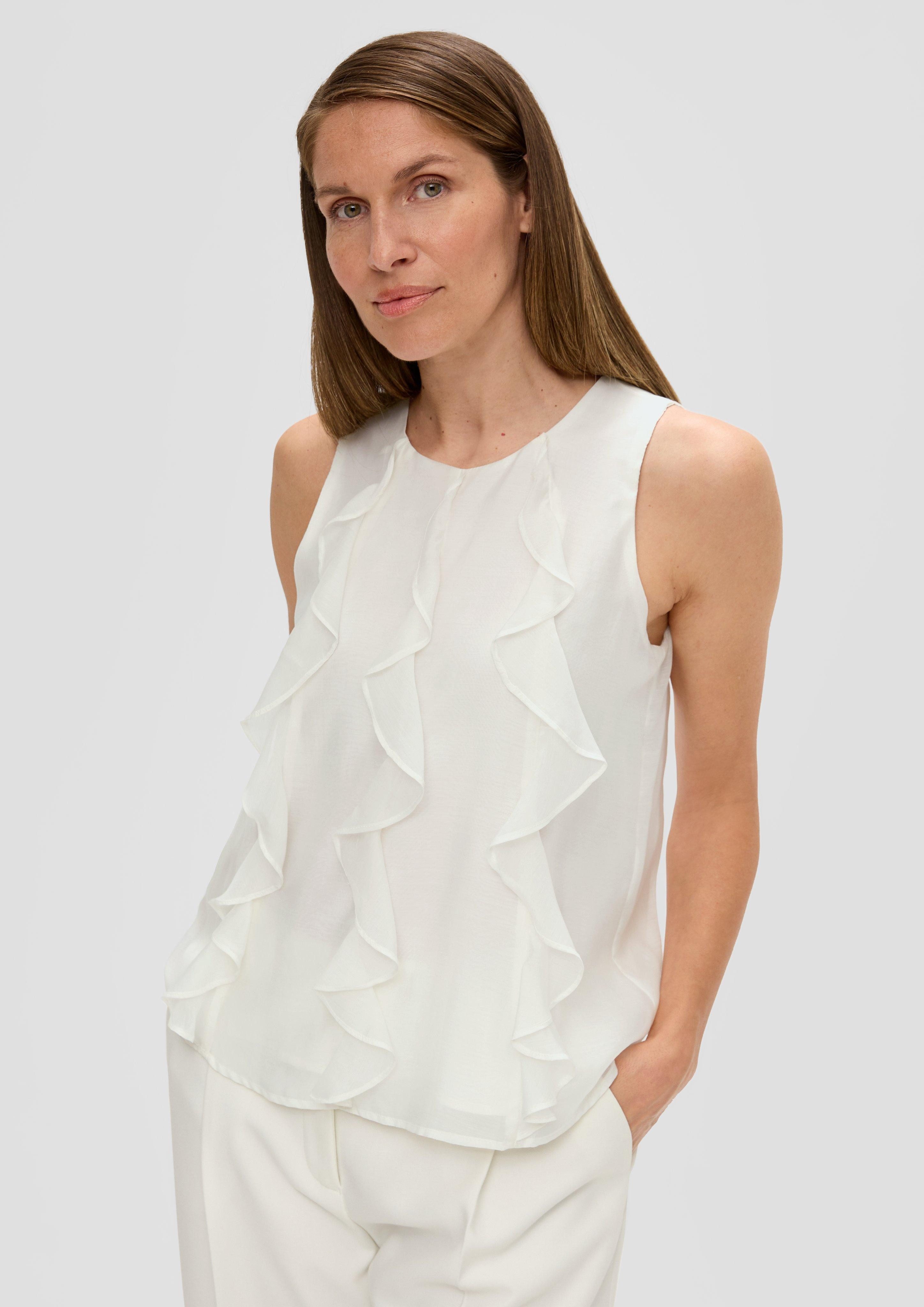 Blusentop Ärmellose Bluse mit Volant