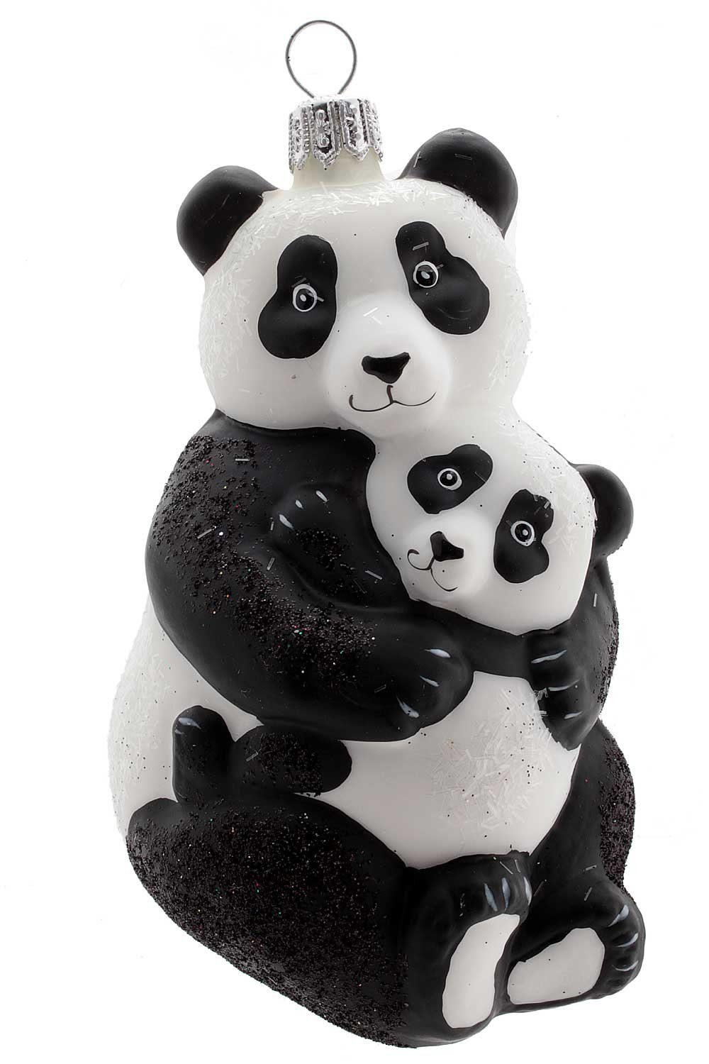 - Christbaumschmuck handdekoriert Pandabär Weihnachtskontor mit Baby, Hamburger mundgeblasen