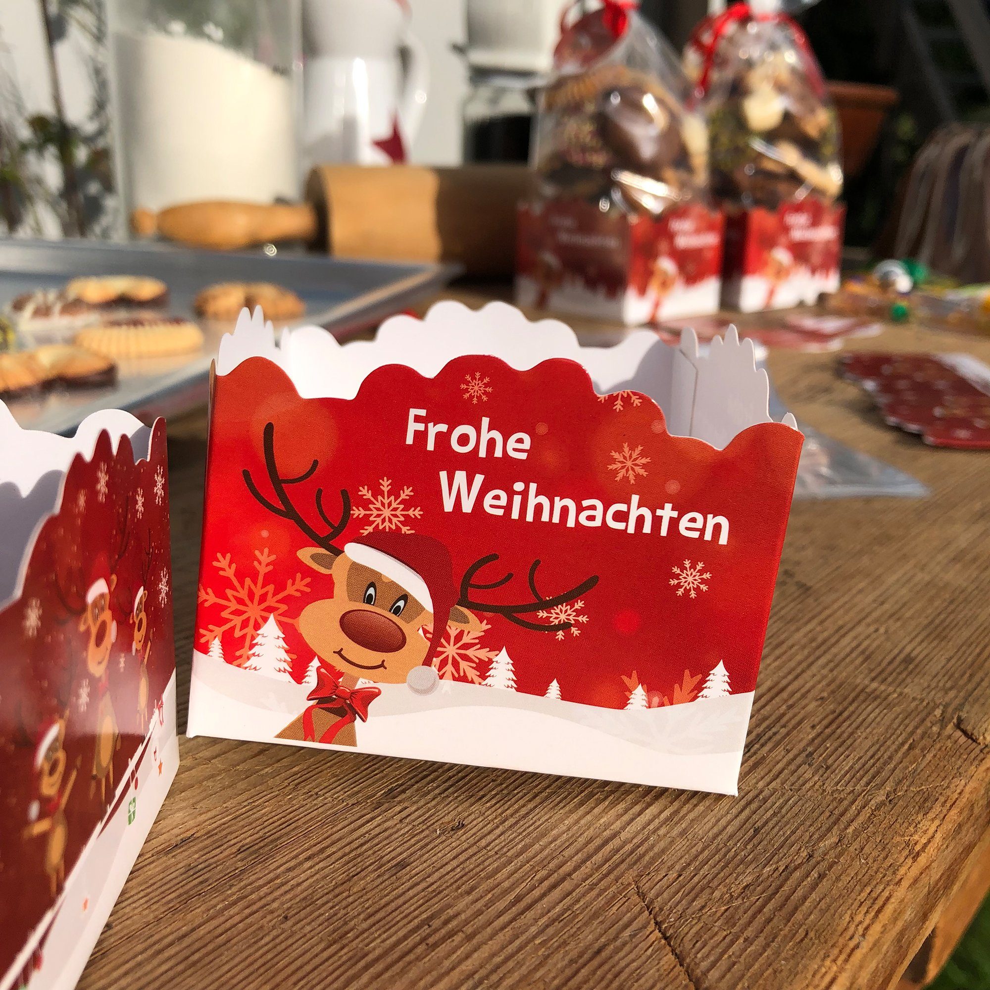 Annastore Vorratsdose 36 x Gebäcktüten Rentier Bodenbeutel für Weihnachtsplätzchen, Bonbontüten, Geschenktüten – Bild 4 von 5
