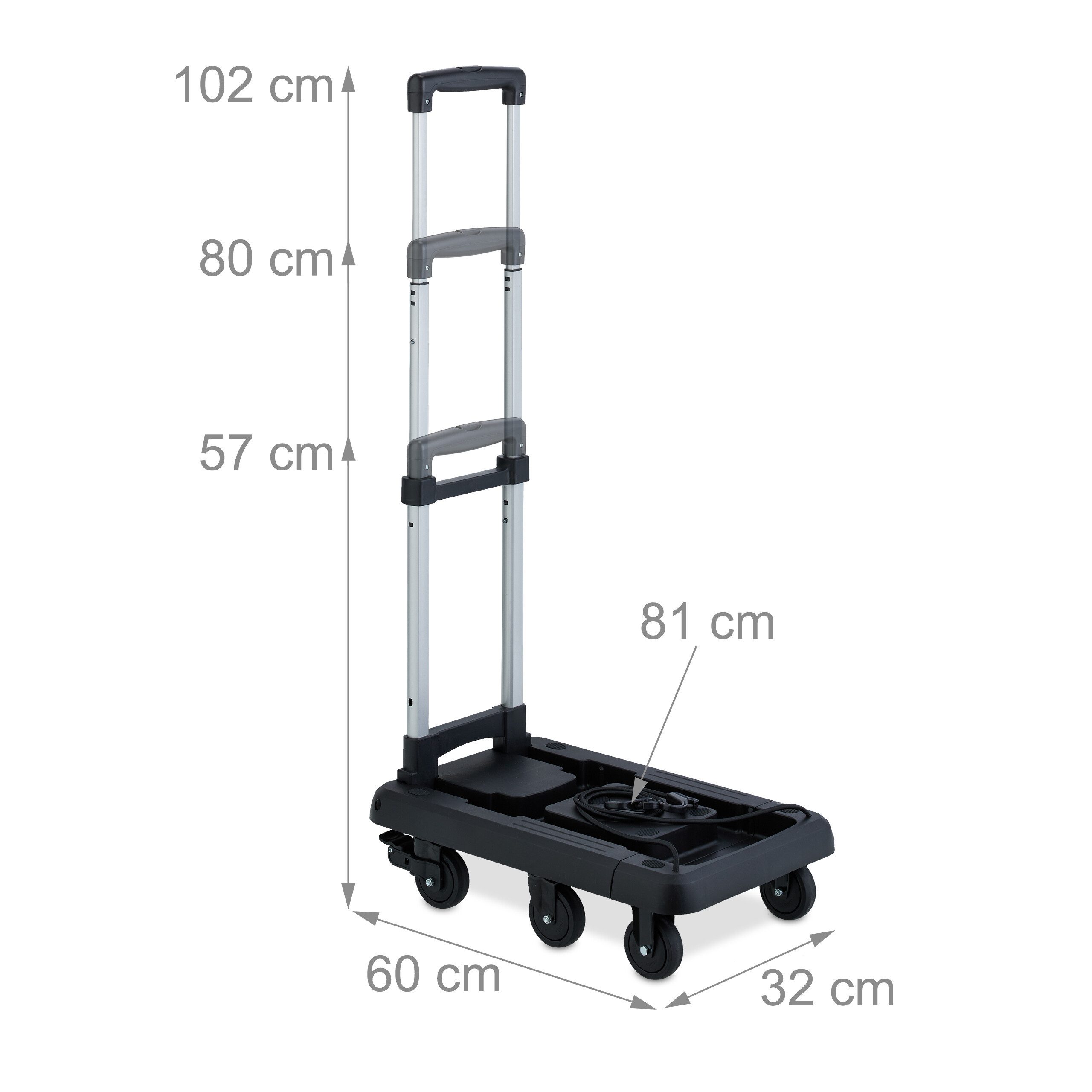 relaxdays Folding Transport Cart, black