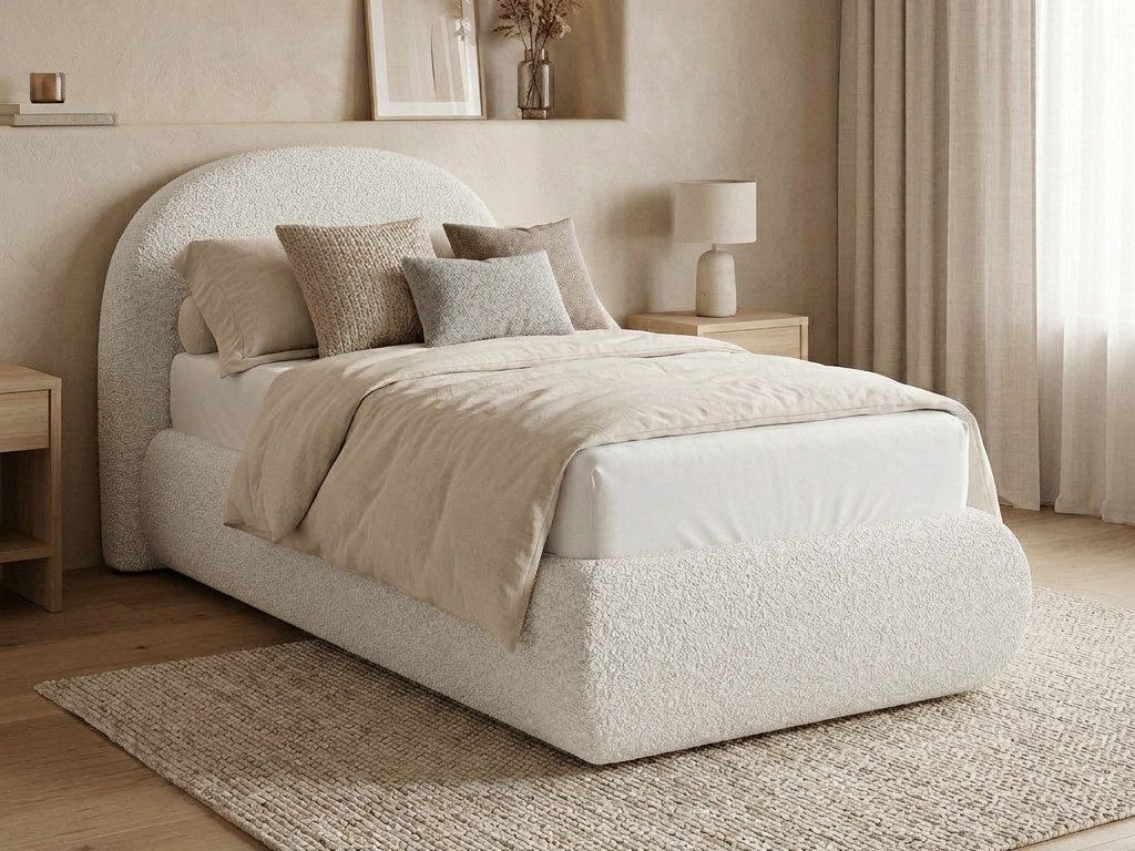 Beautysofa Polsterbett MOTTI 90x200 mit Bettkasten und gepolstertem Kopfteil (mehrere Farben, Bouclé-Stoff), wahlweise ohne Matratze oder mit Matratze