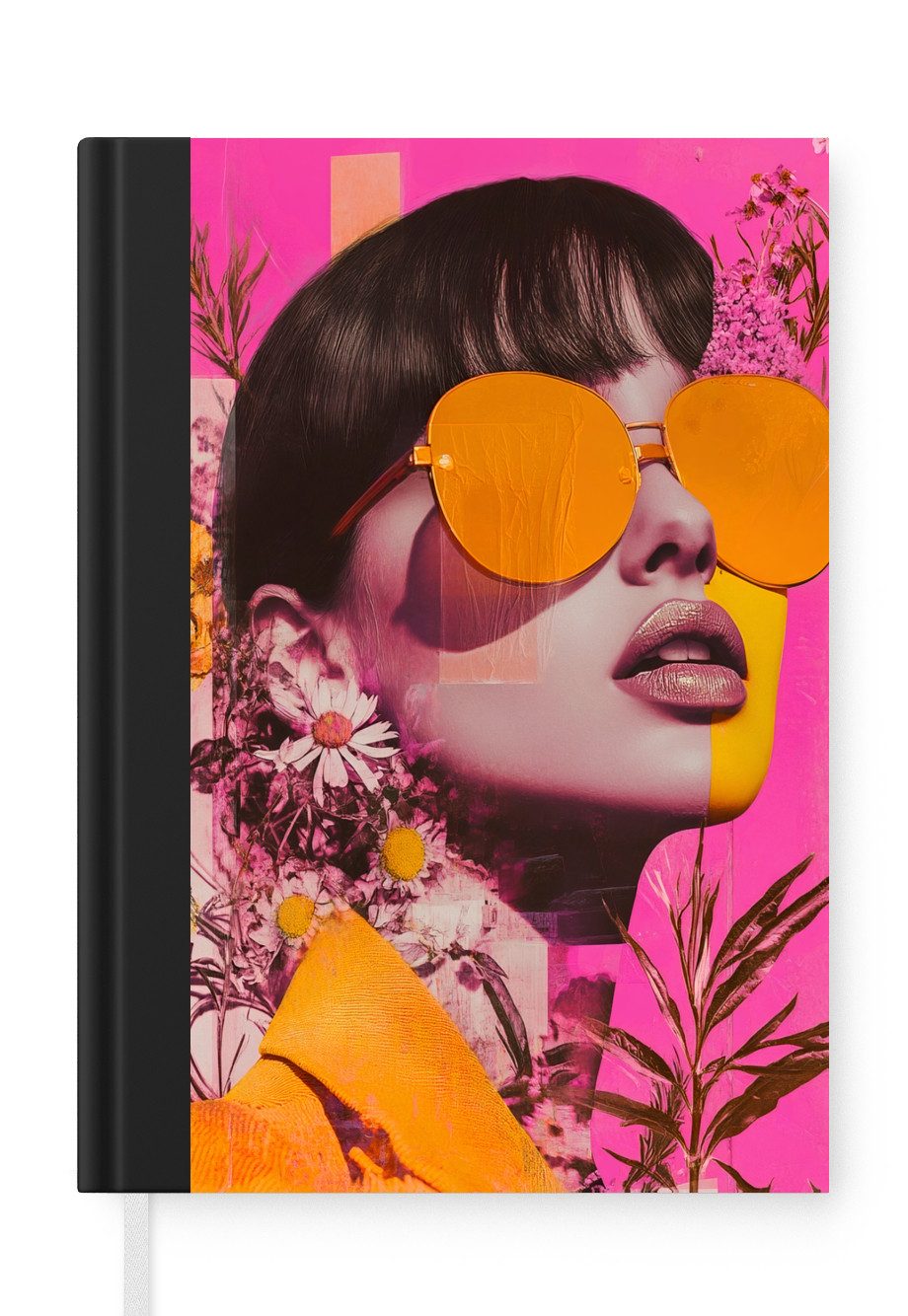 MuchoWow Notizbuch Sonnenbrille - Orange - Frau - Pflanzen, Notebook, Notizblock a5, Tagebuch, Journal Liniert