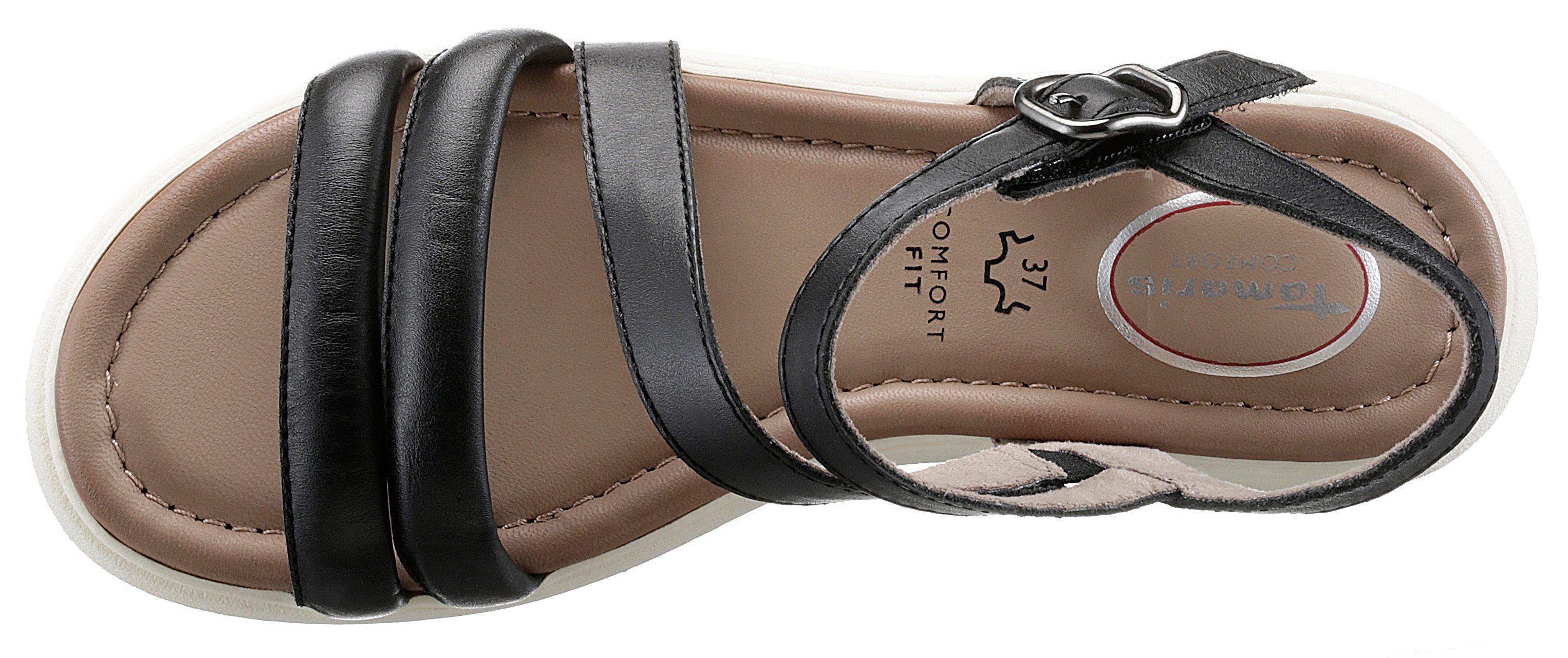 Tamaris COMFORT Sandale mit schwarz Zierriemchen, weit = G Weite