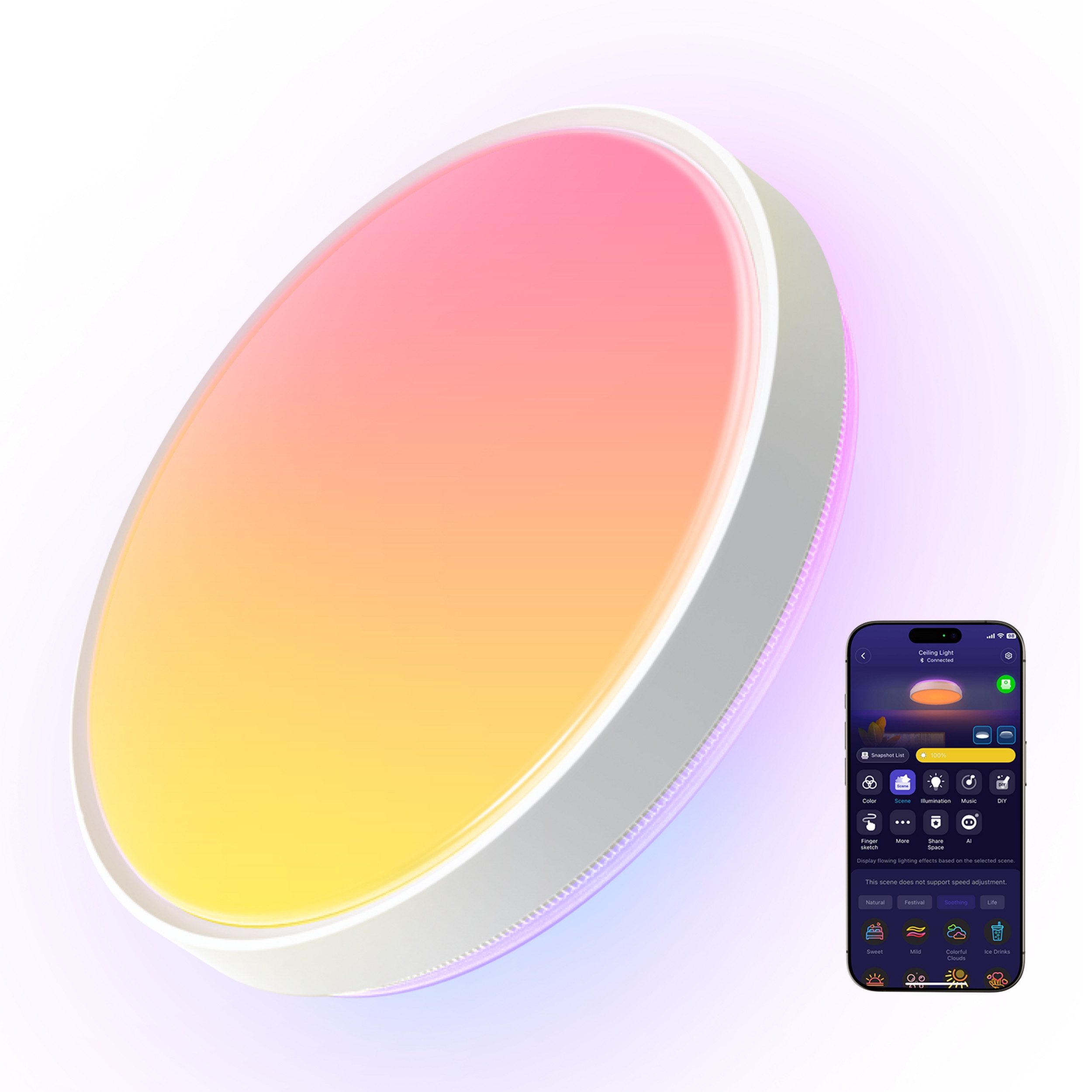 Govee Govee 15-Zoll RGBICWW + RGBICWW runde smarte Deckenleuchte Smarte Lampe – Bild 3 von 5